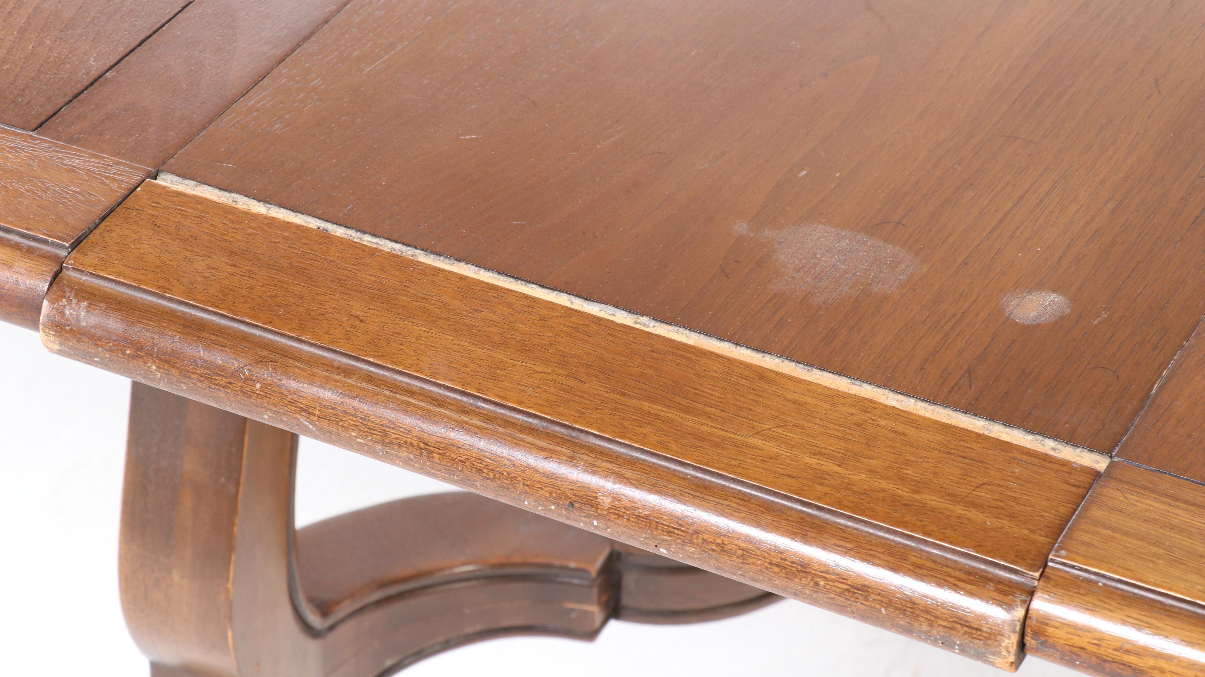 French Provincial Style Walnut Dining Table and Six Chairs, Late 20th Century