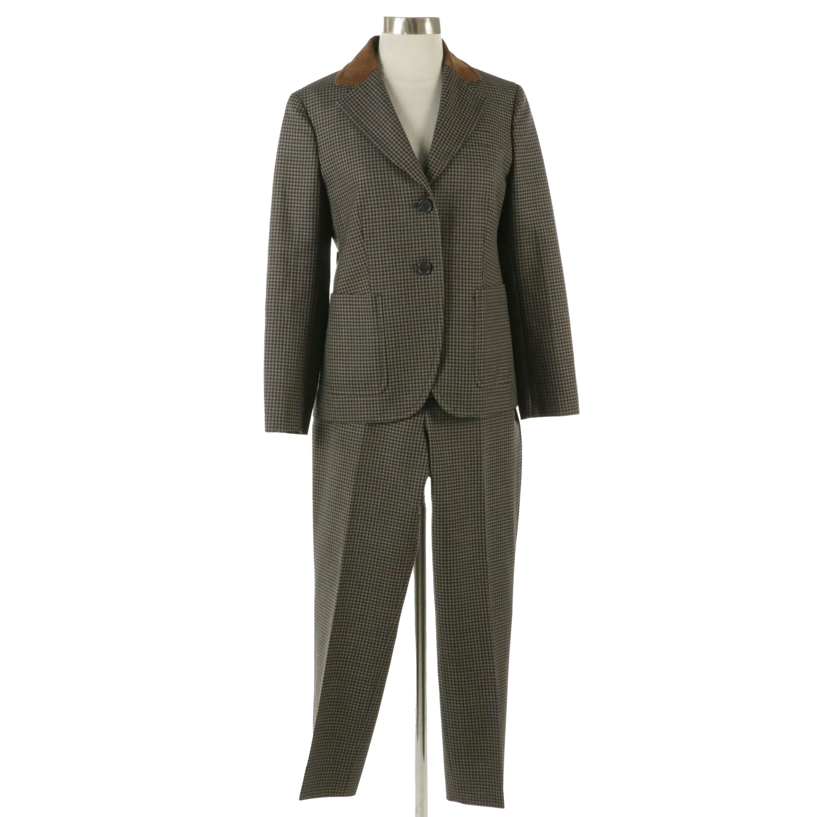 Prada Wool and Mohair Blend Houndstooth Suit Pants Jacket