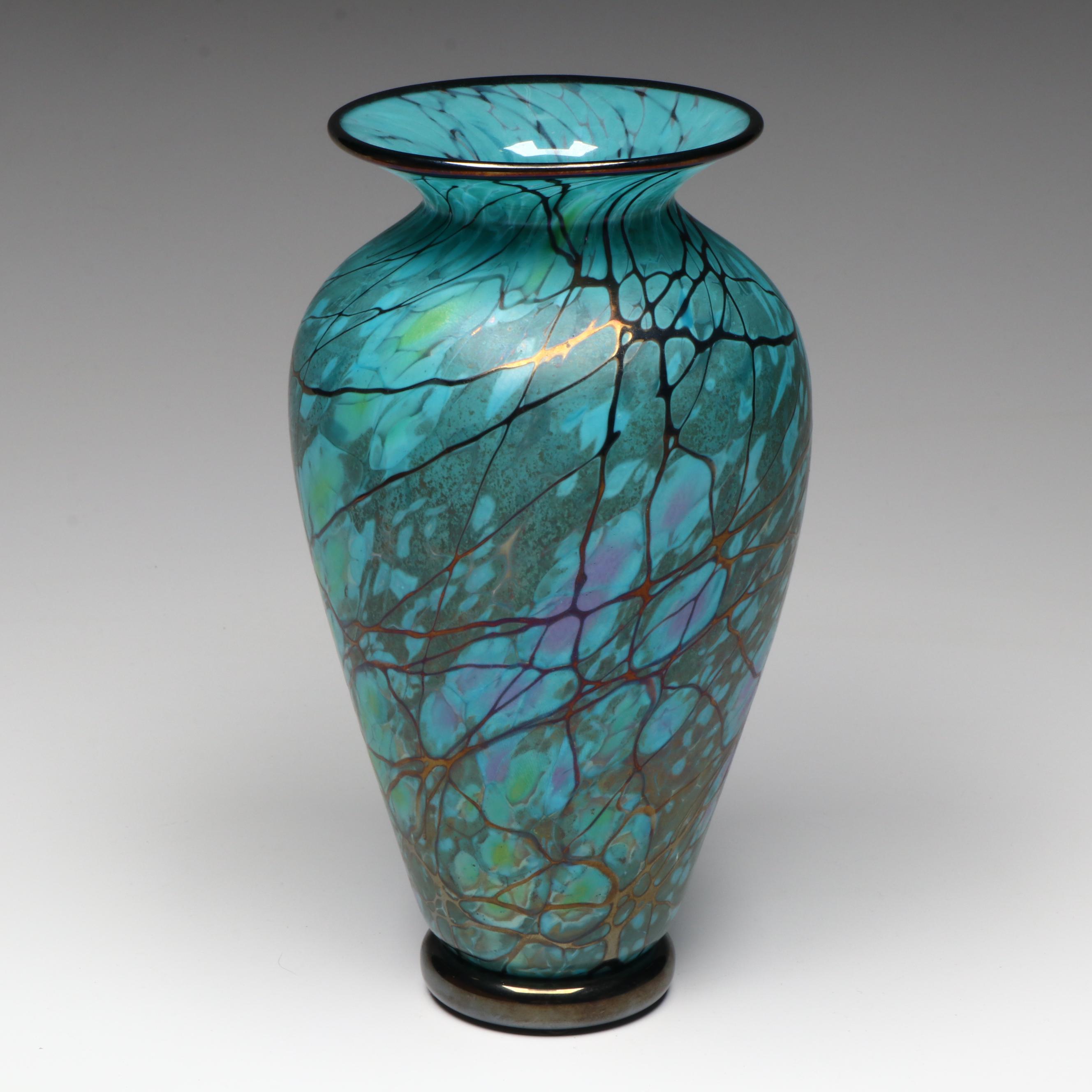 Threaded Art Glass Vase