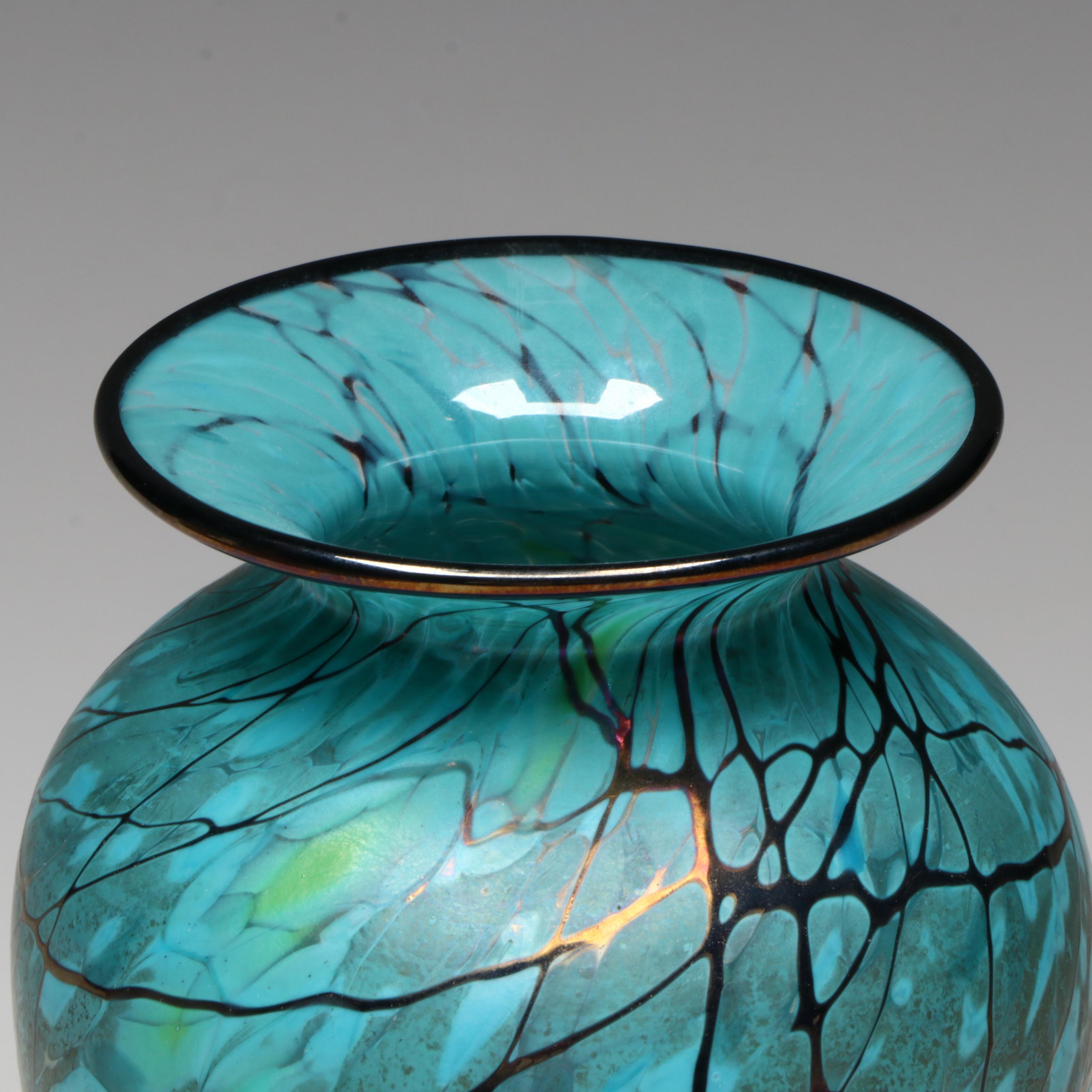 Threaded Art Glass Vase