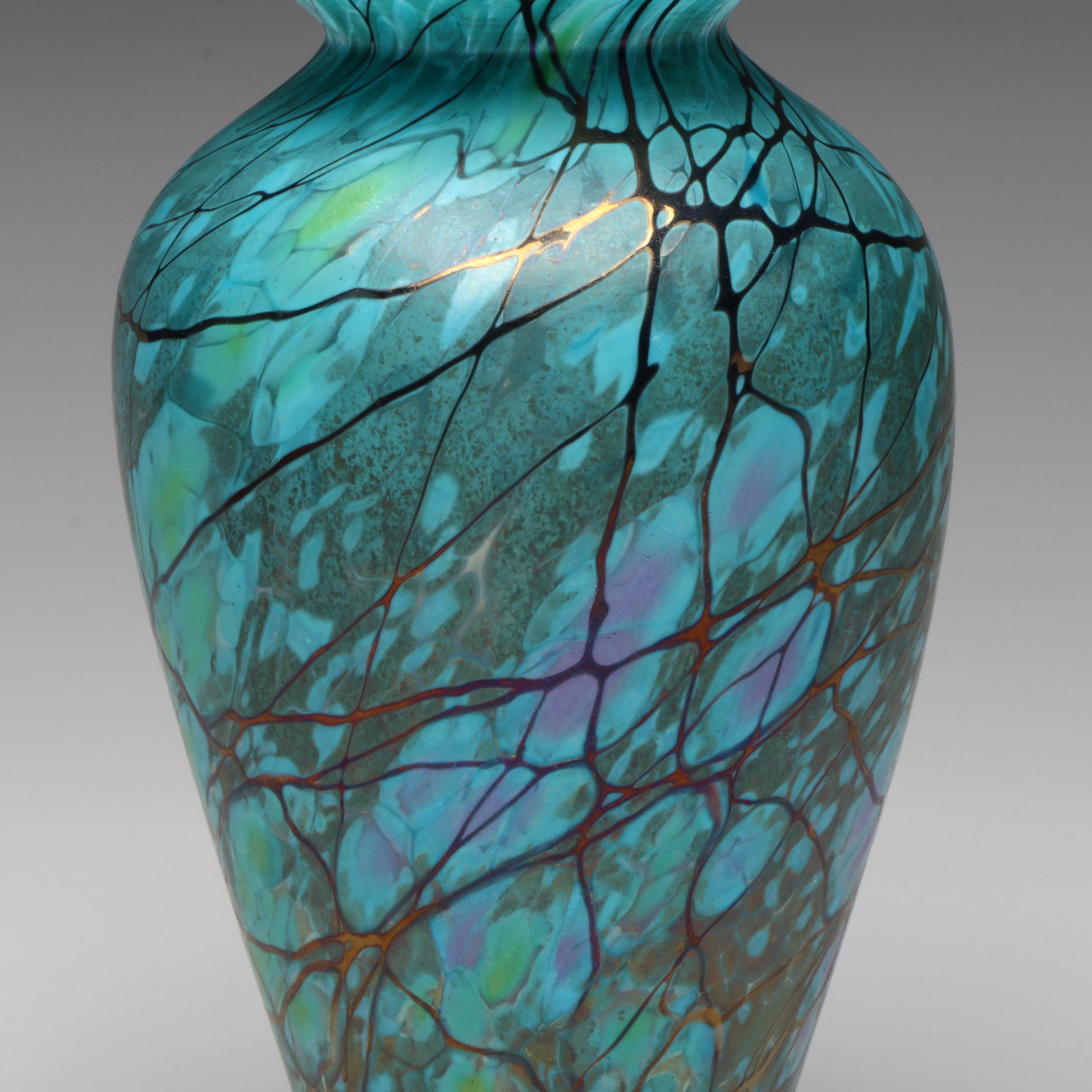 Threaded Art Glass Vase