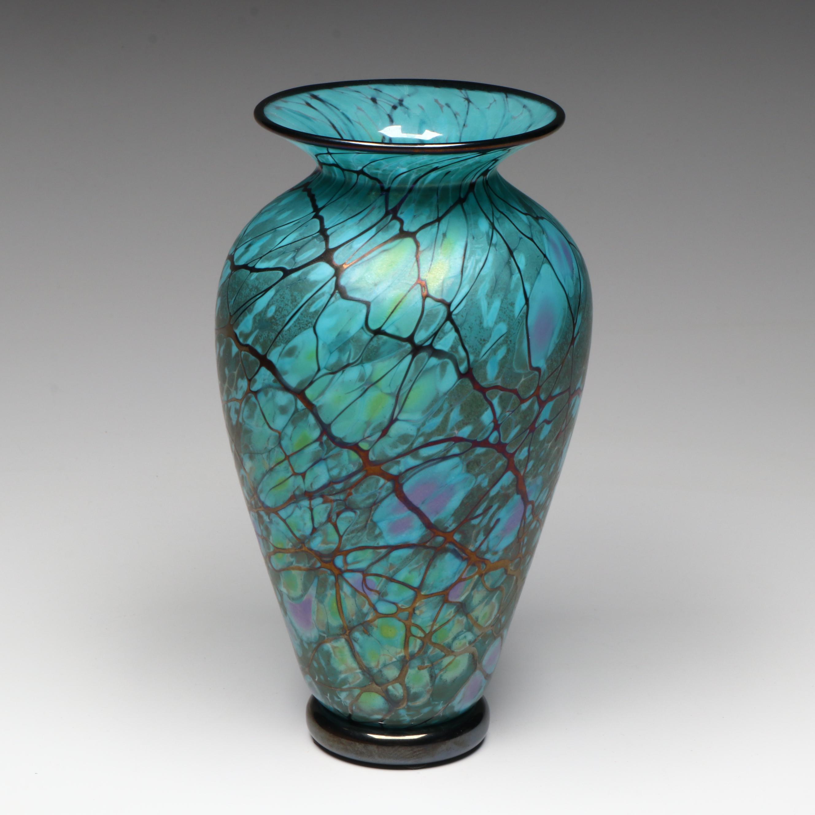 Threaded Art Glass Vase