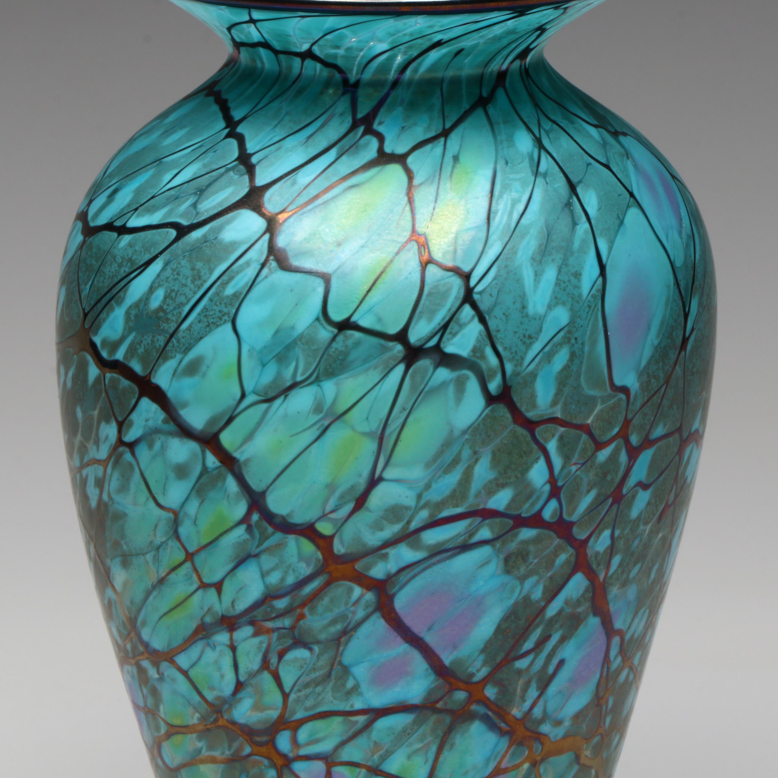 Threaded Art Glass Vase