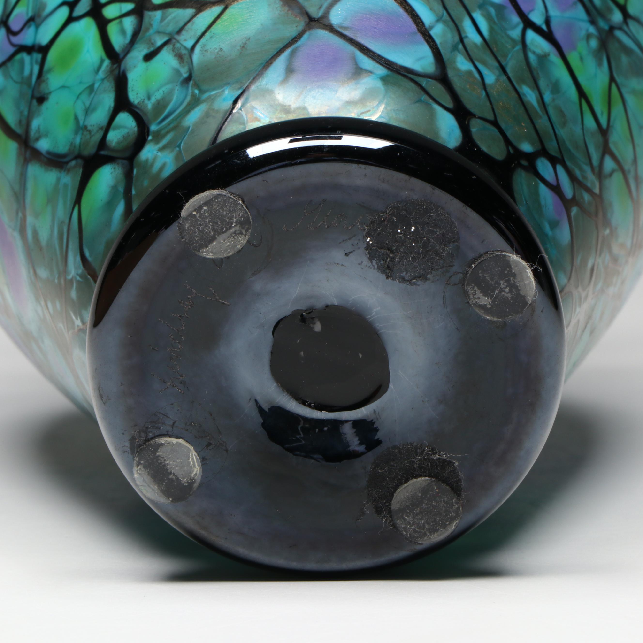 Threaded Art Glass Vase