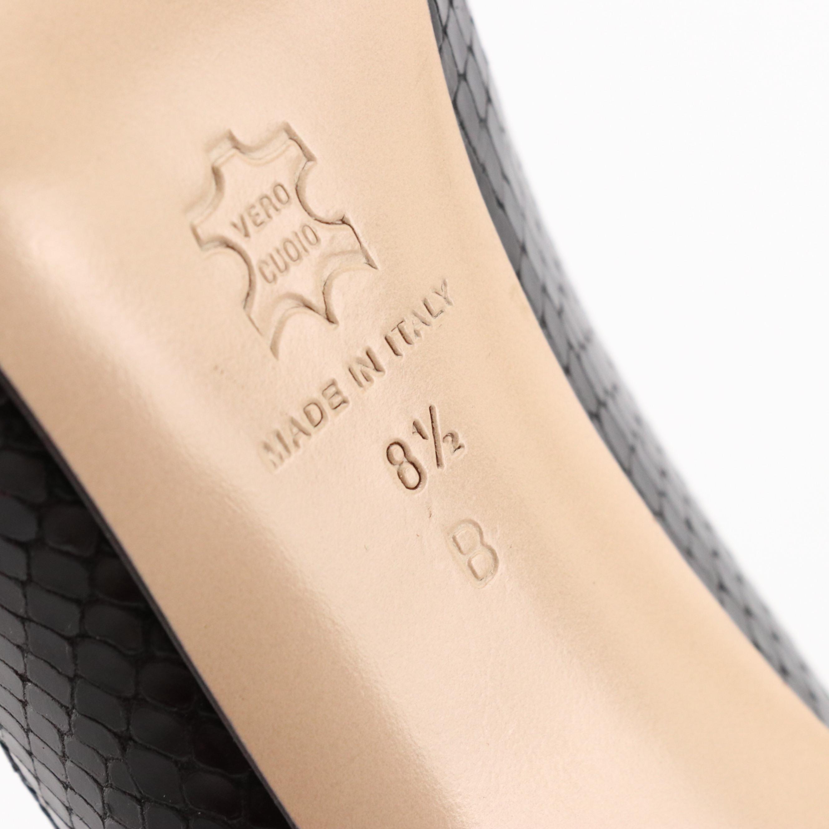 Isaac Snakeskin Pointed-Toe Pumps with Bow Details, Neiman Marcus Studded Flats