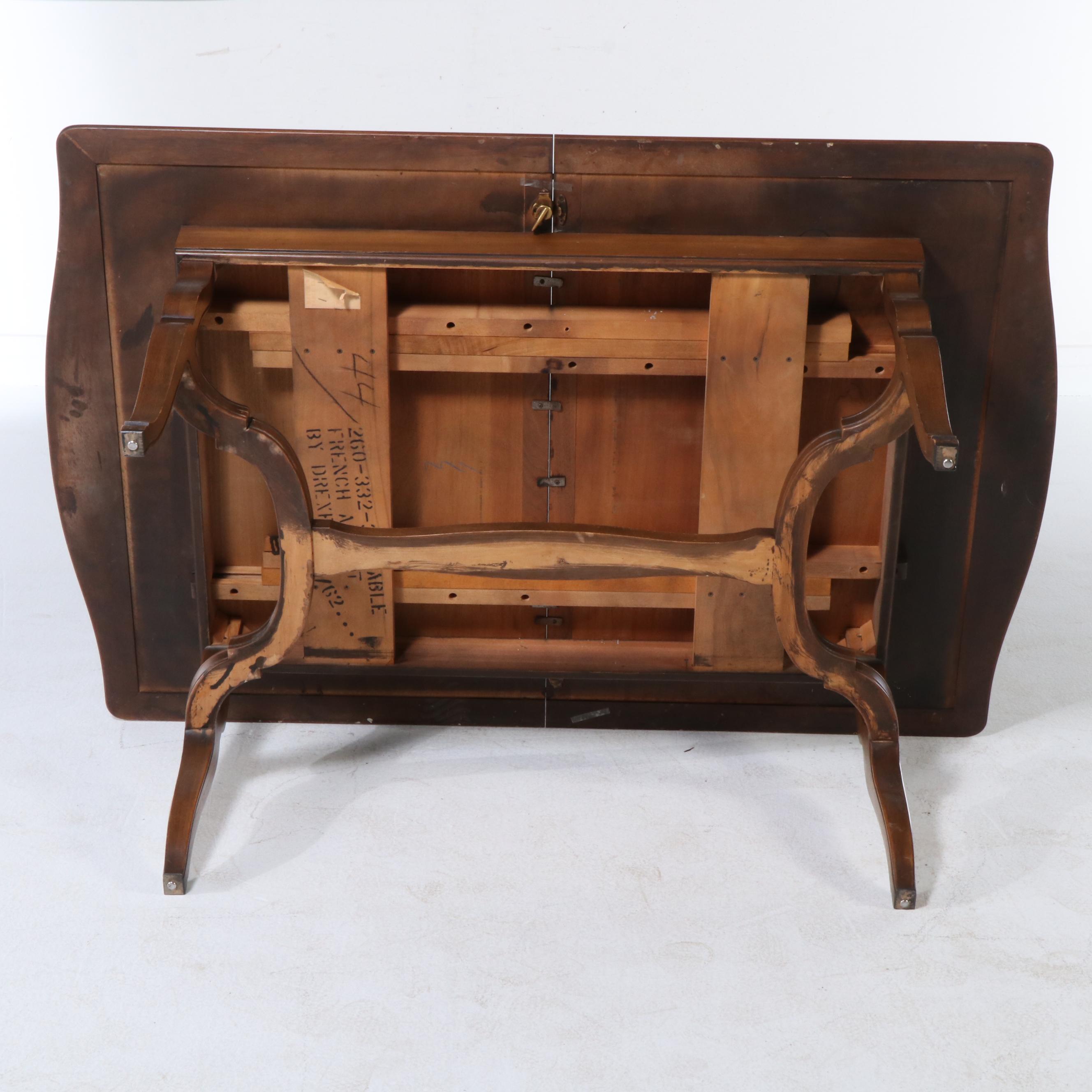 French Provincial Style Walnut Dining Table and Six Chairs, Late 20th Century