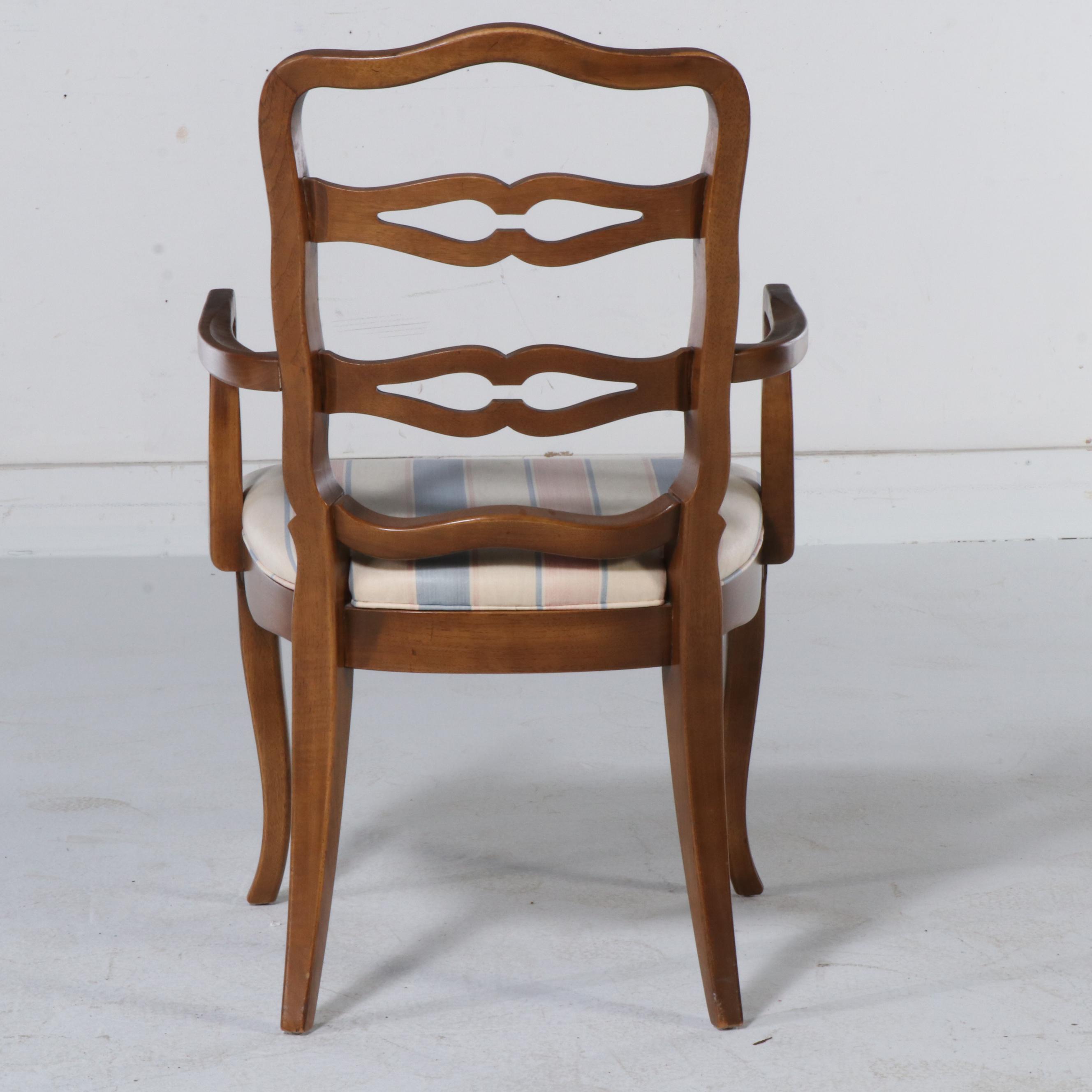 French Provincial Style Walnut Dining Table and Six Chairs, Late 20th Century
