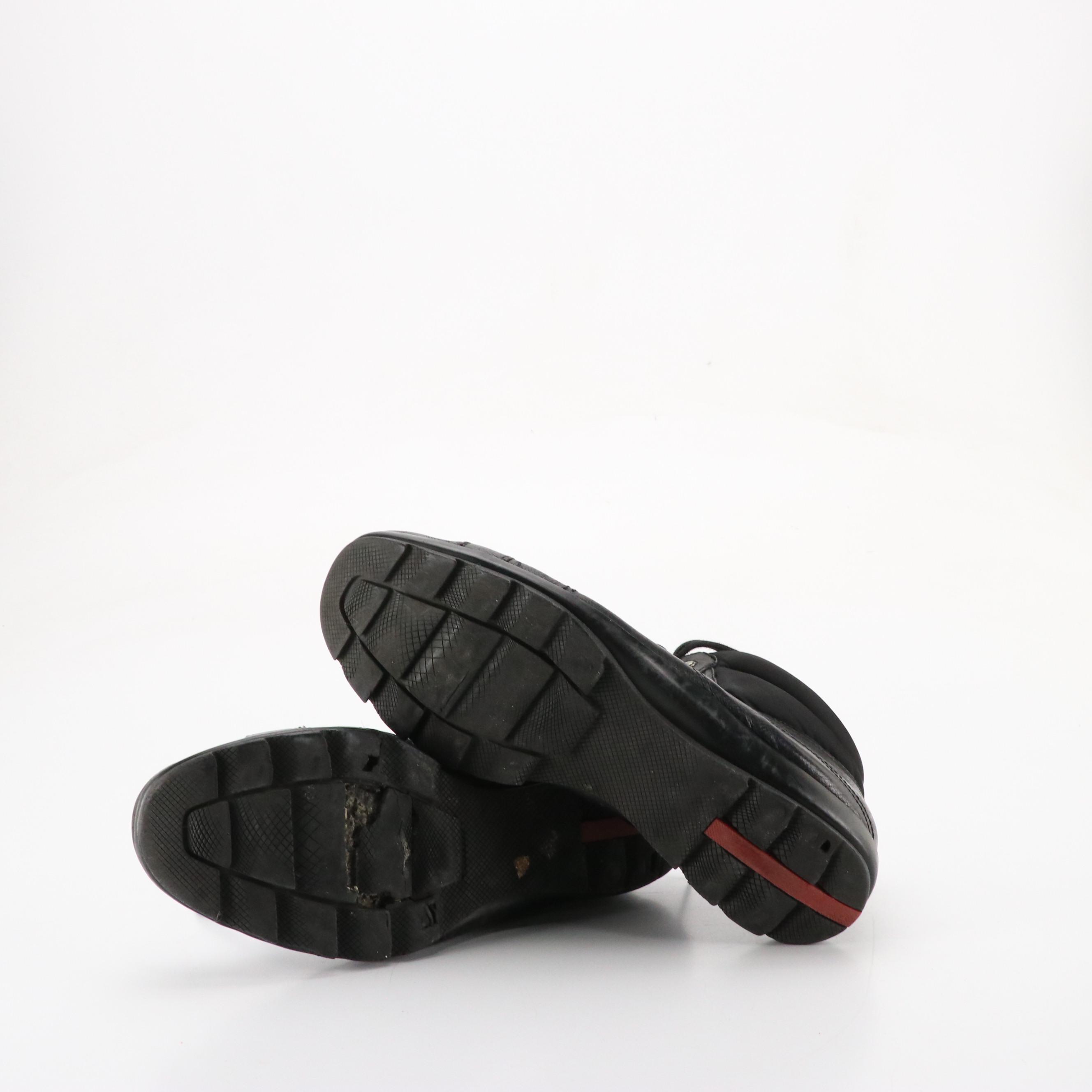 Men's Prada Sport Black Nylon and Leather Lace-Up Sneakers Shoes