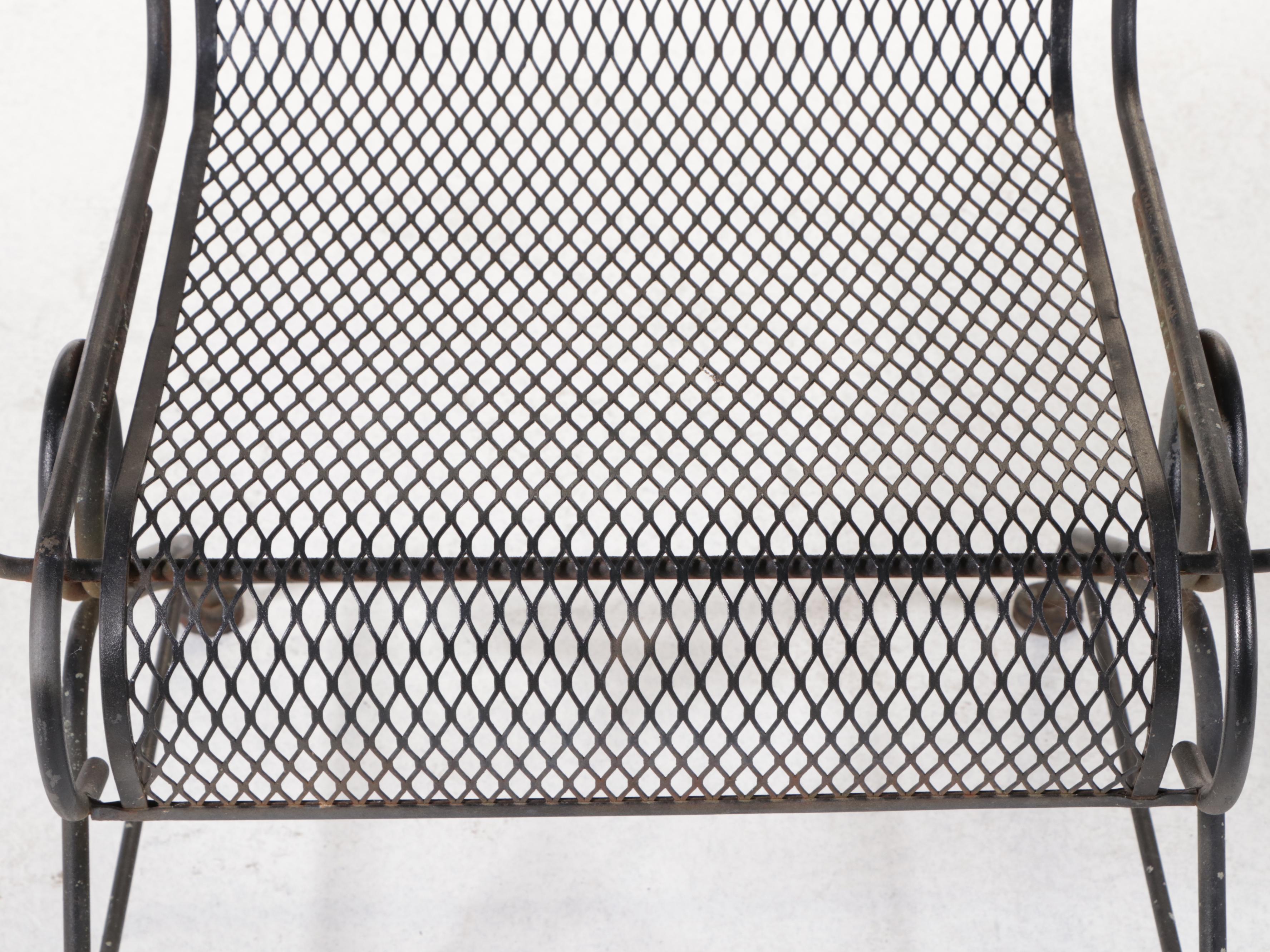 Wrought Iron Five-Piece Patio Dining Set, Mid to Late 20th Century