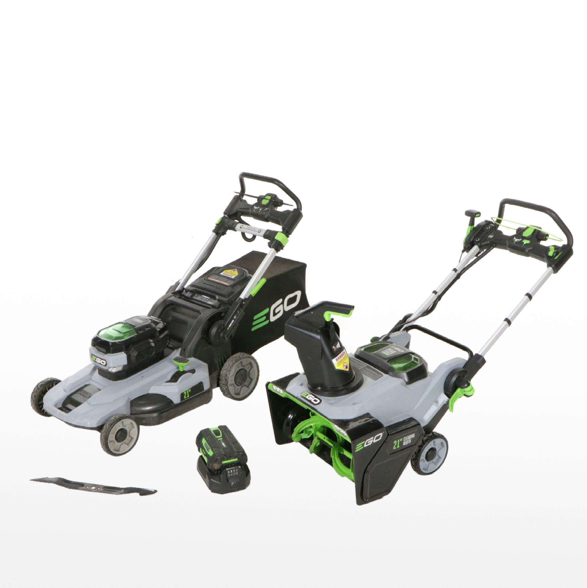EGO Battery Powered 21" Snow Blower and 21" Push Lawnmower