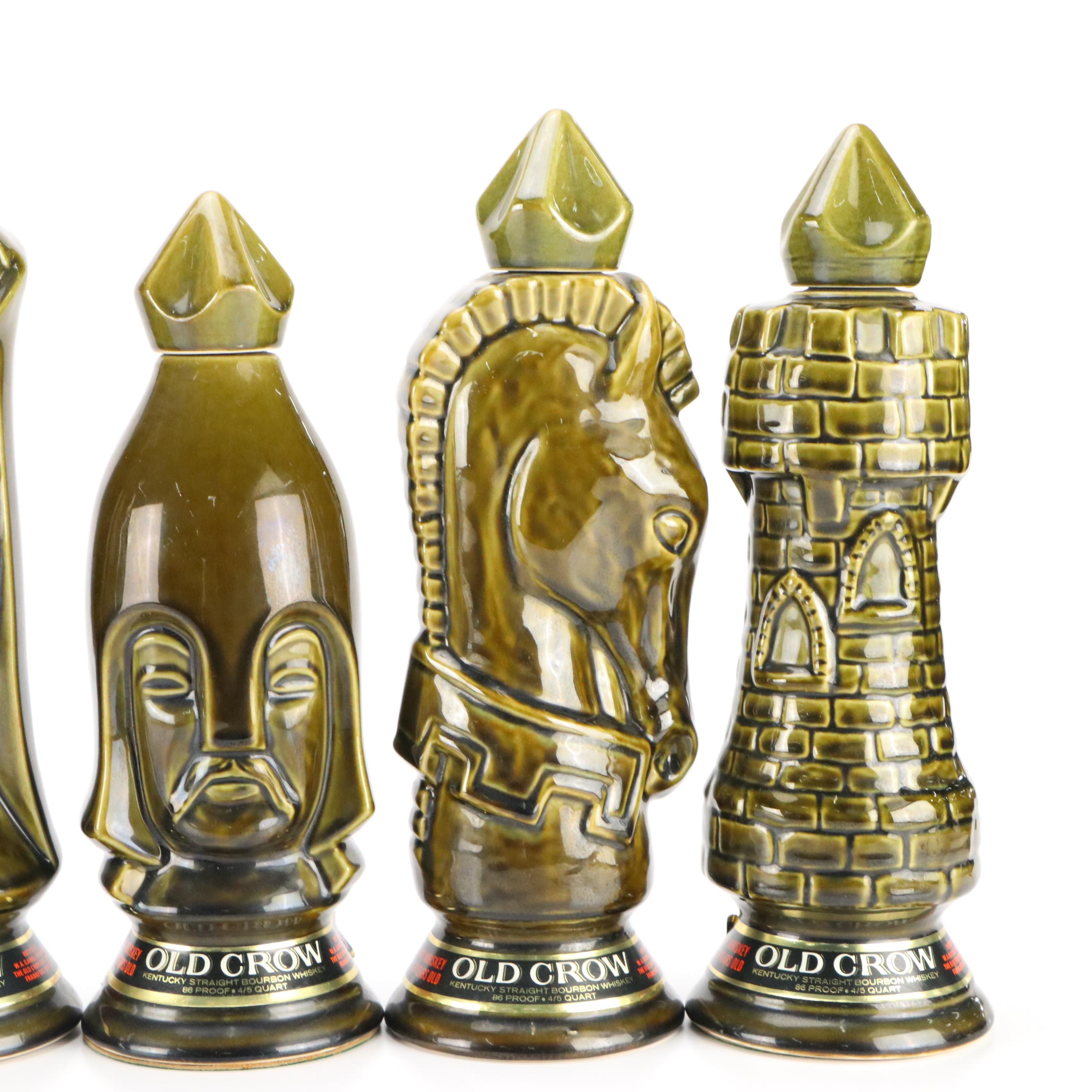 Old Crow Limited Edition Chessman Ceramic Decanters