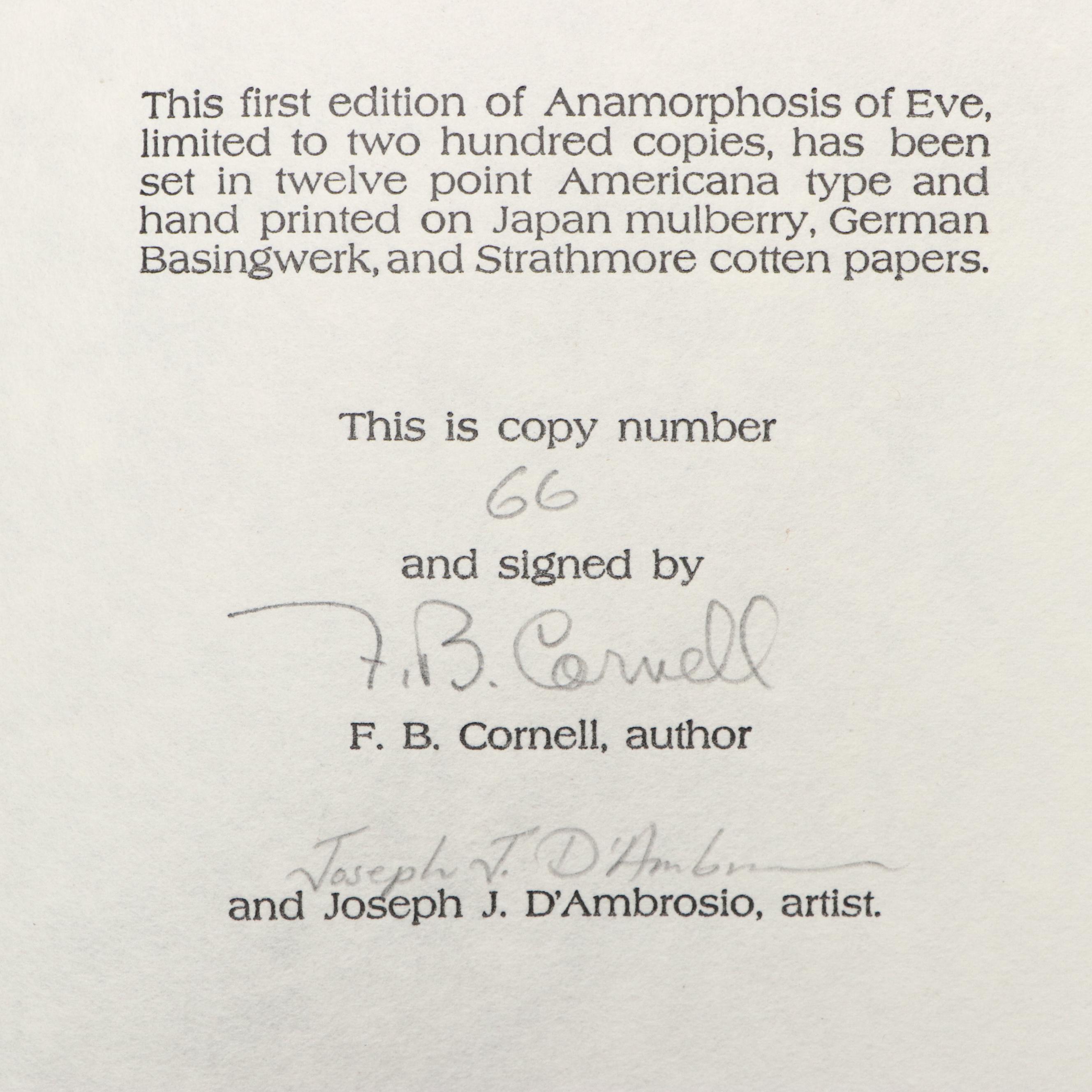 Double Signed "Anamorphosis of Eve" by F. B. Cornell and Joseph D'Ambrosio, 1974