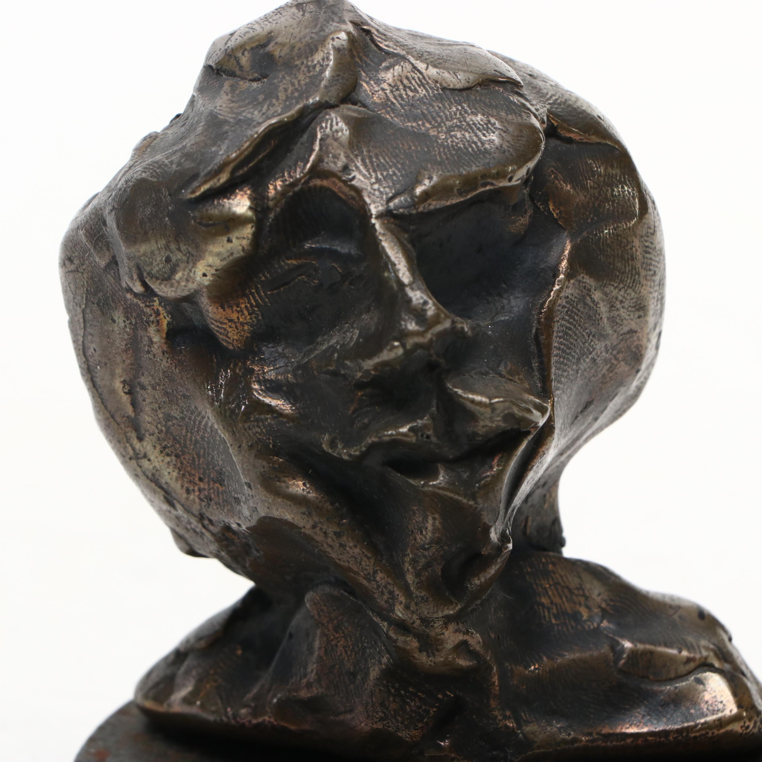Attributed to Arthur Spellings Cast Bronze Abstracted Bust "Honore de Balzac"