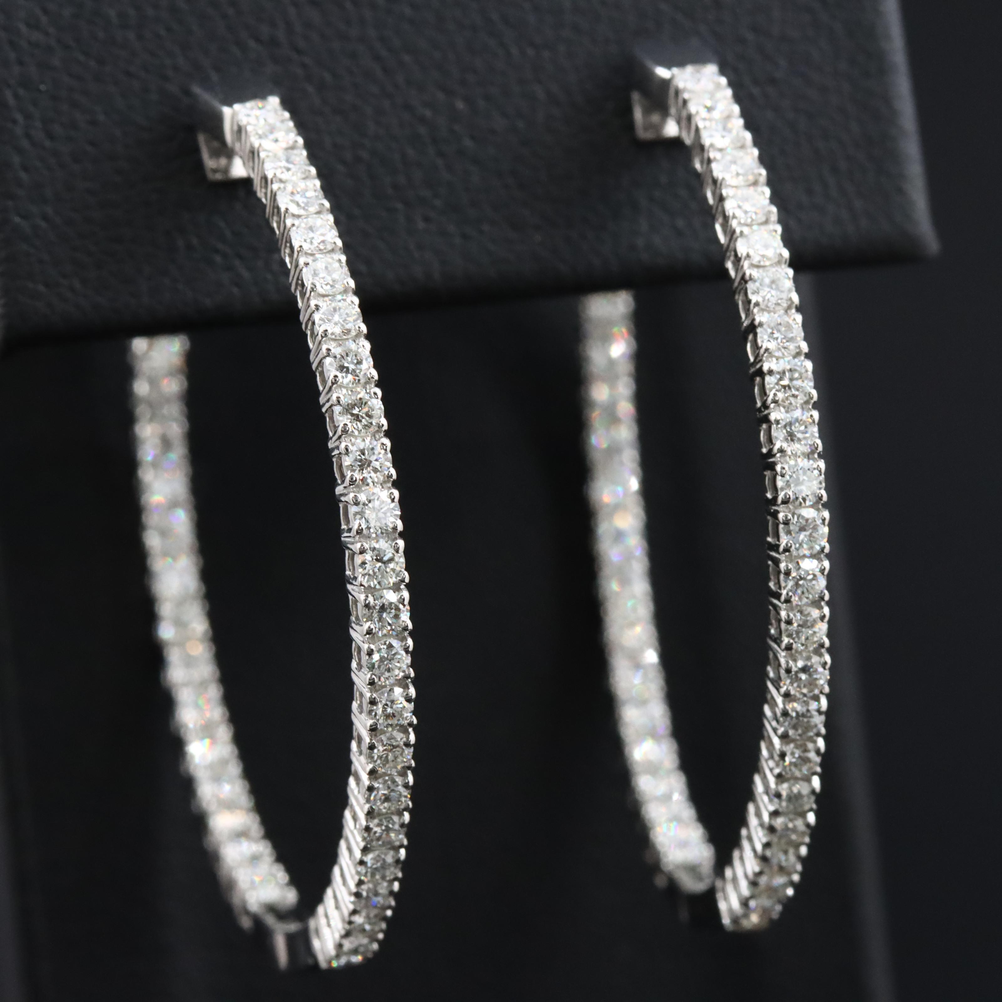 Platinum 2.69 CTW Diamond Inside-Out Hoop Earrings