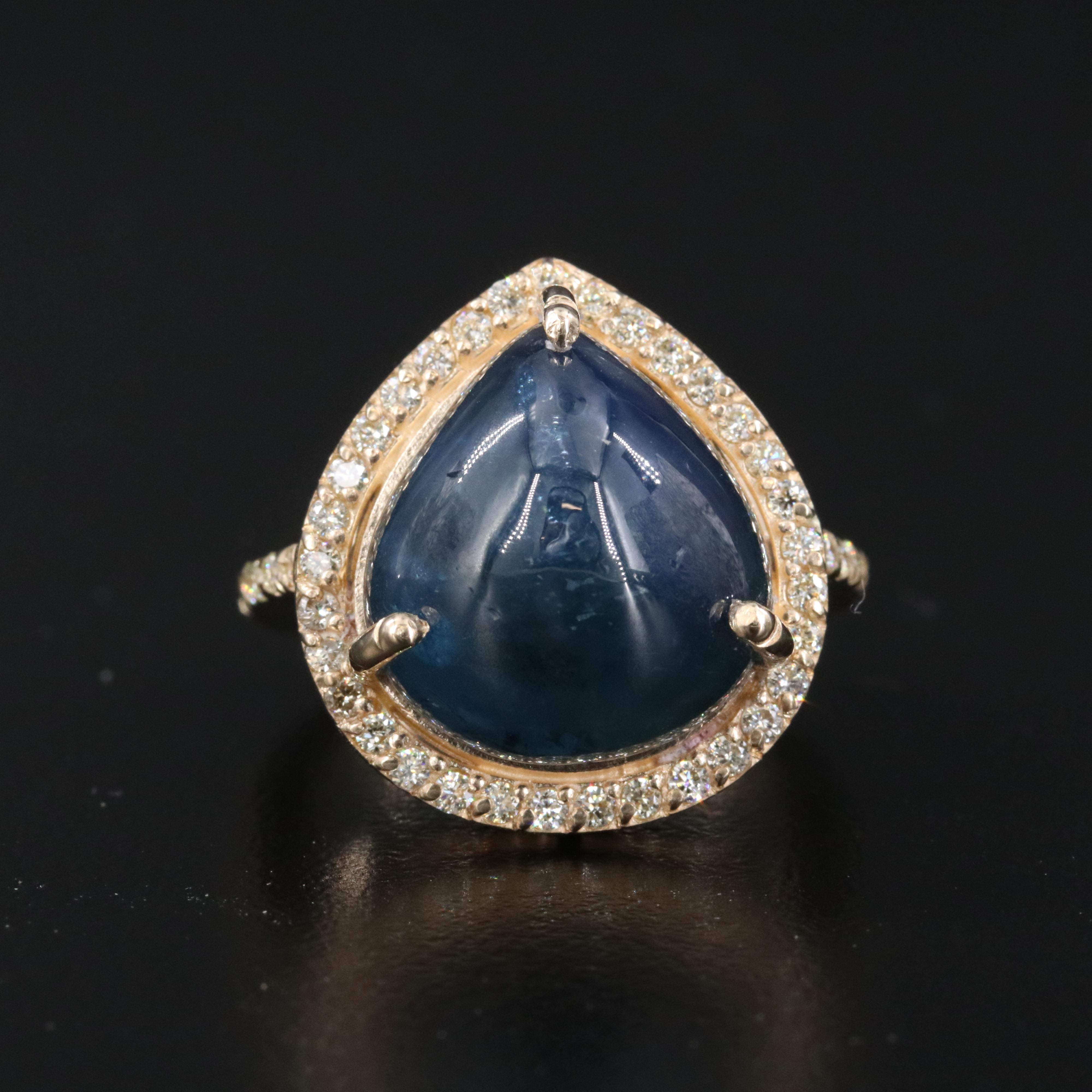 14K 15.96 CT Sapphire and Diamond Ring with GIA Report