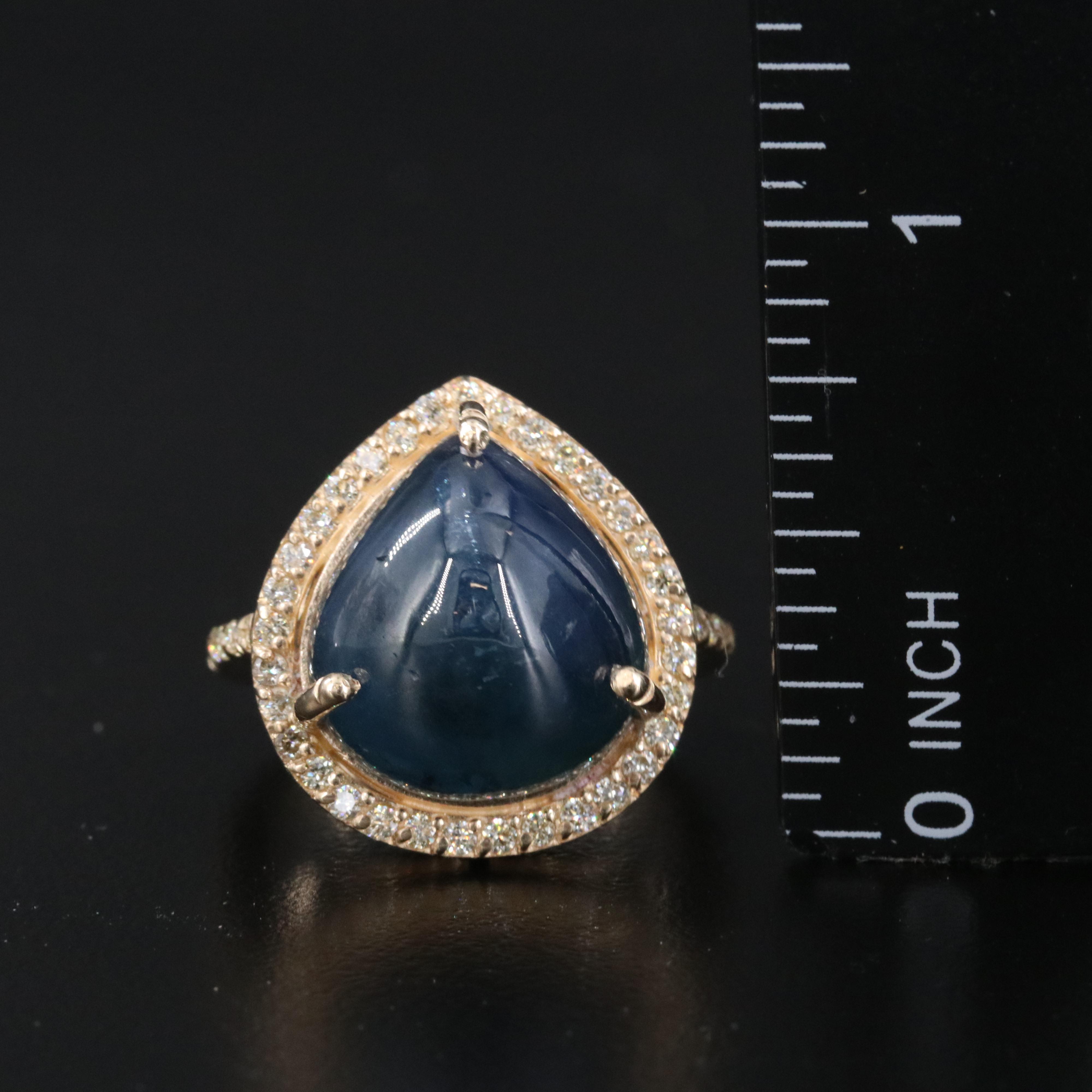 14K 15.96 CT Sapphire and Diamond Ring with GIA Report