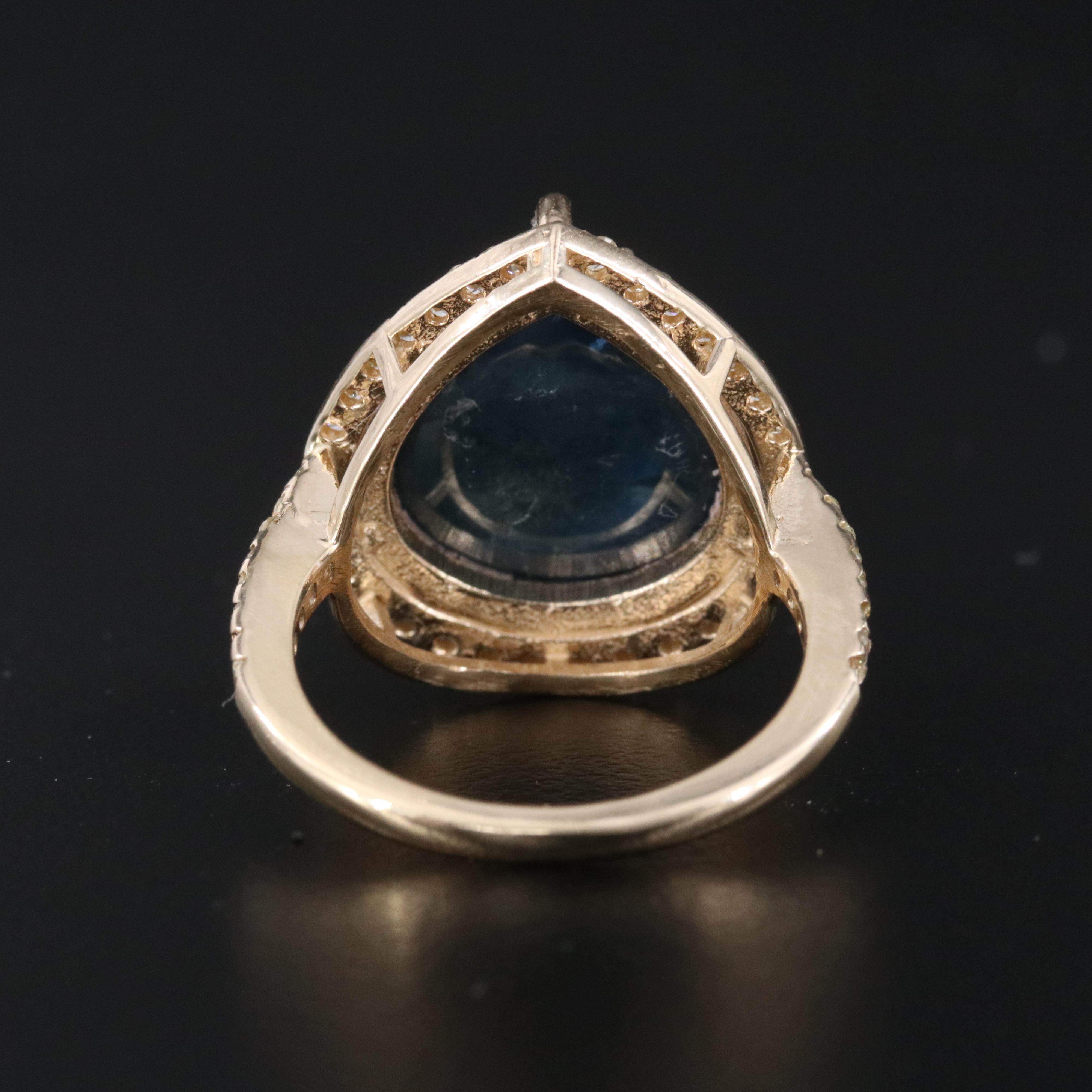 14K 15.96 CT Sapphire and Diamond Ring with GIA Report