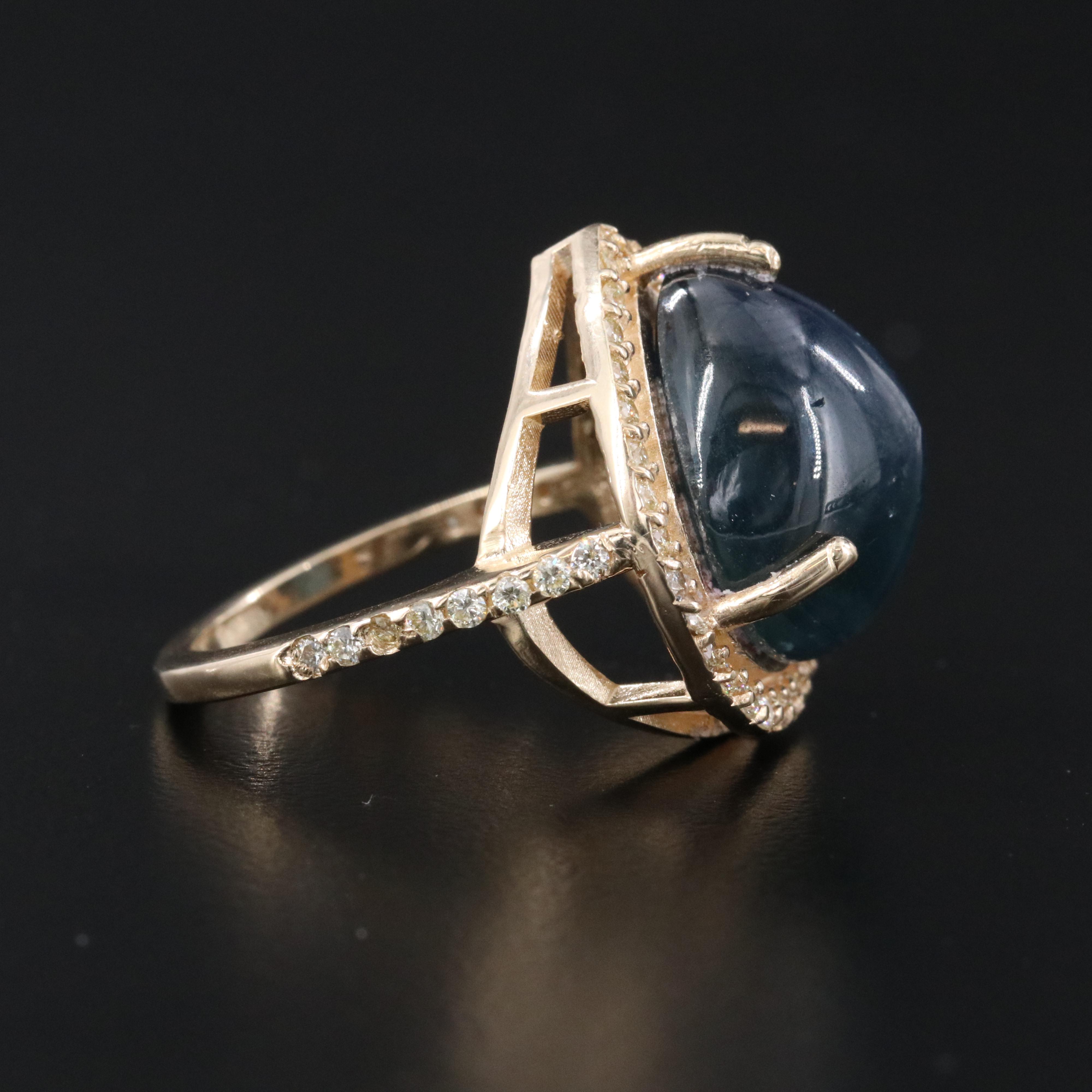 14K 15.96 CT Sapphire and Diamond Ring with GIA Report