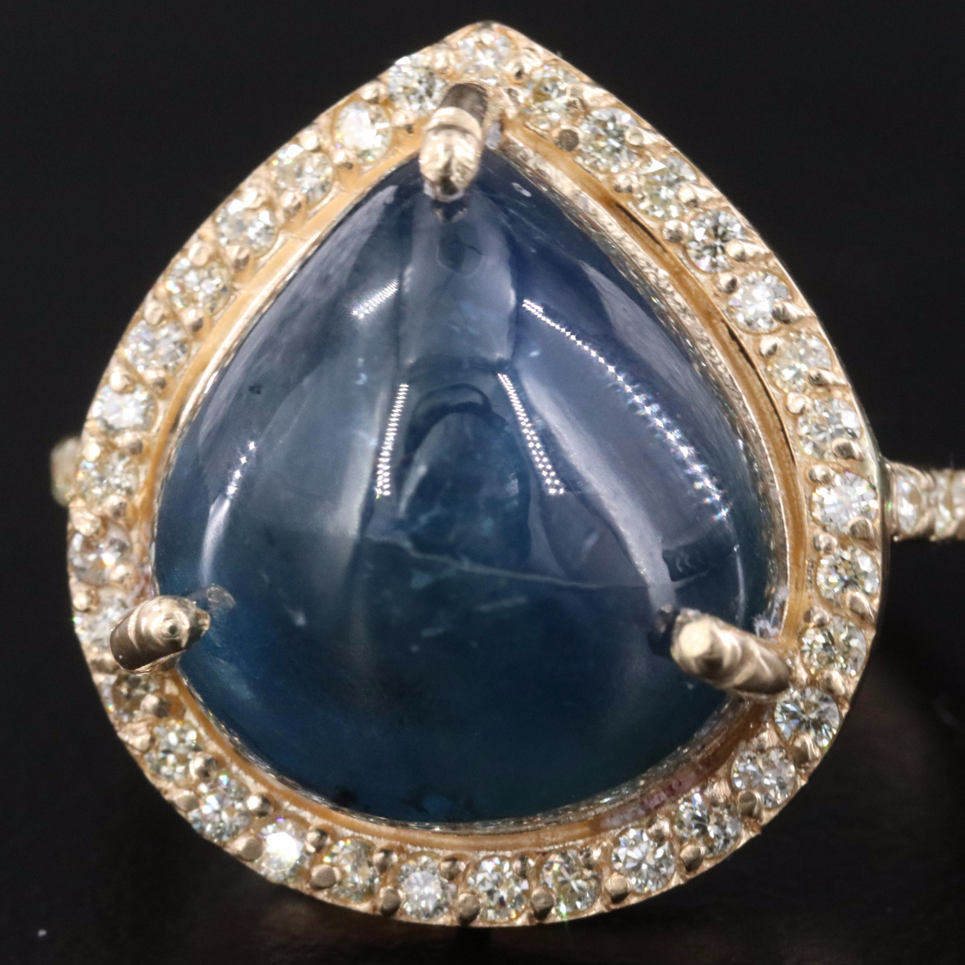 14K 15.96 CT Sapphire and Diamond Ring with GIA Report