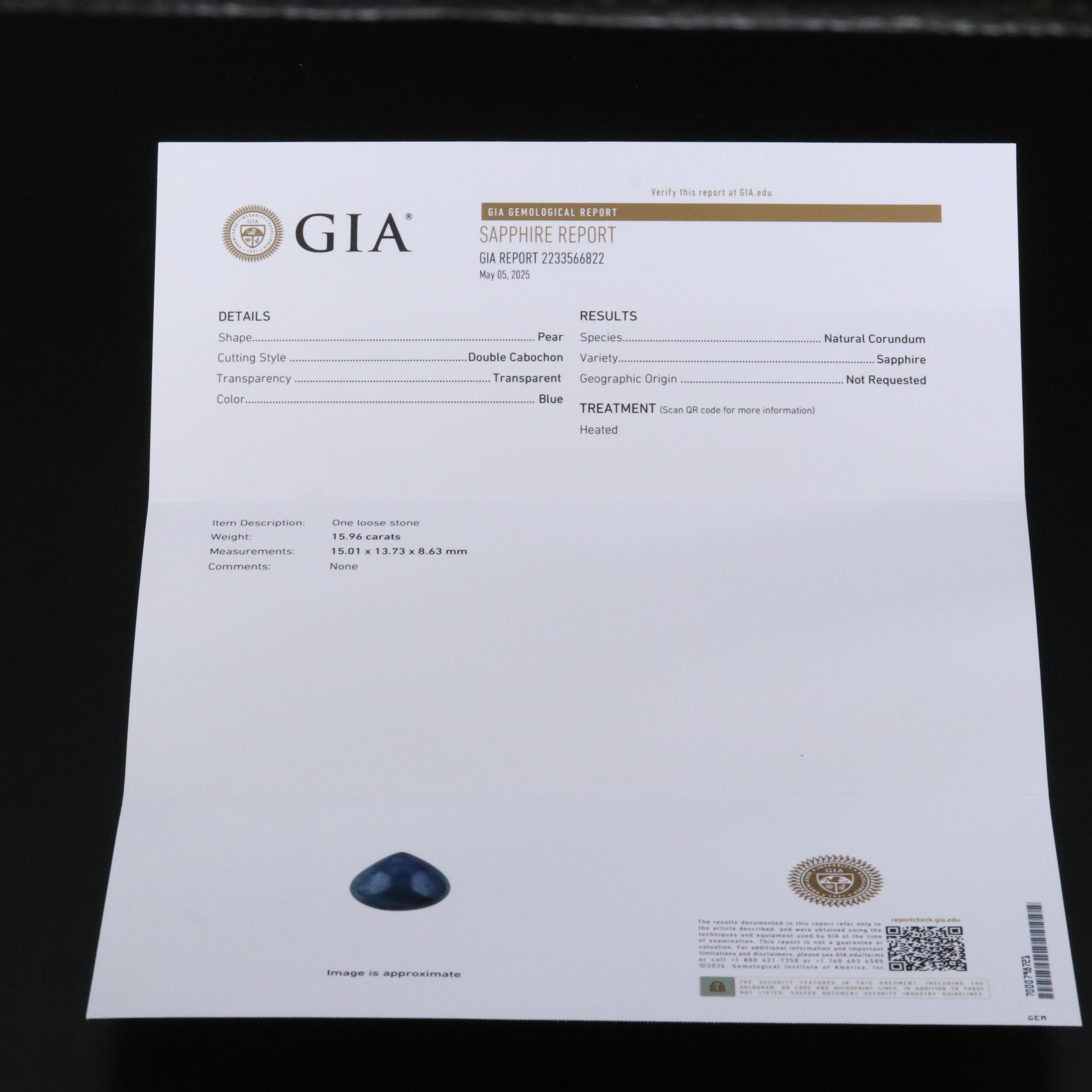 14K 15.96 CT Sapphire and Diamond Ring with GIA Report