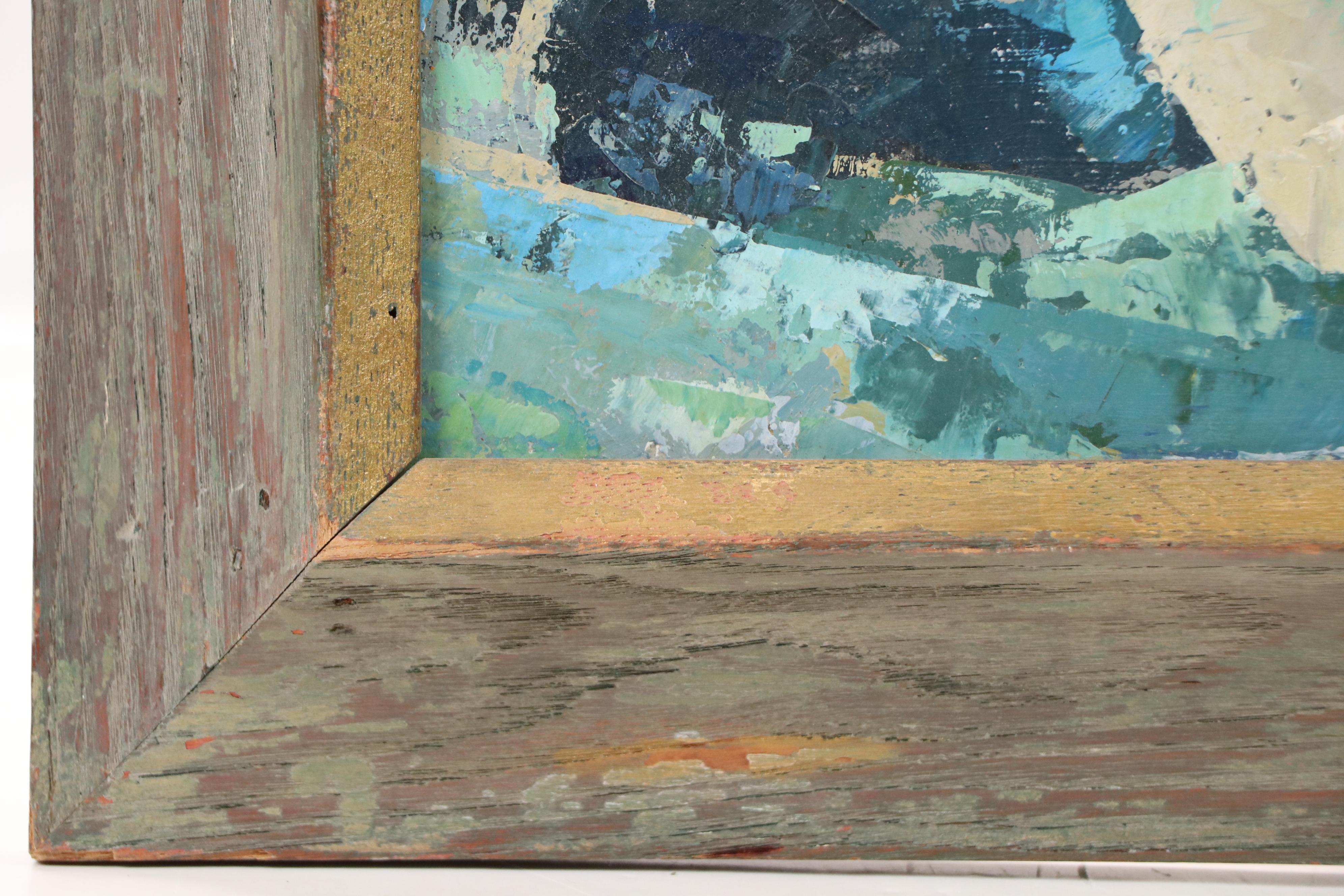 Blue Abstract Figural Oil Painting, 1965