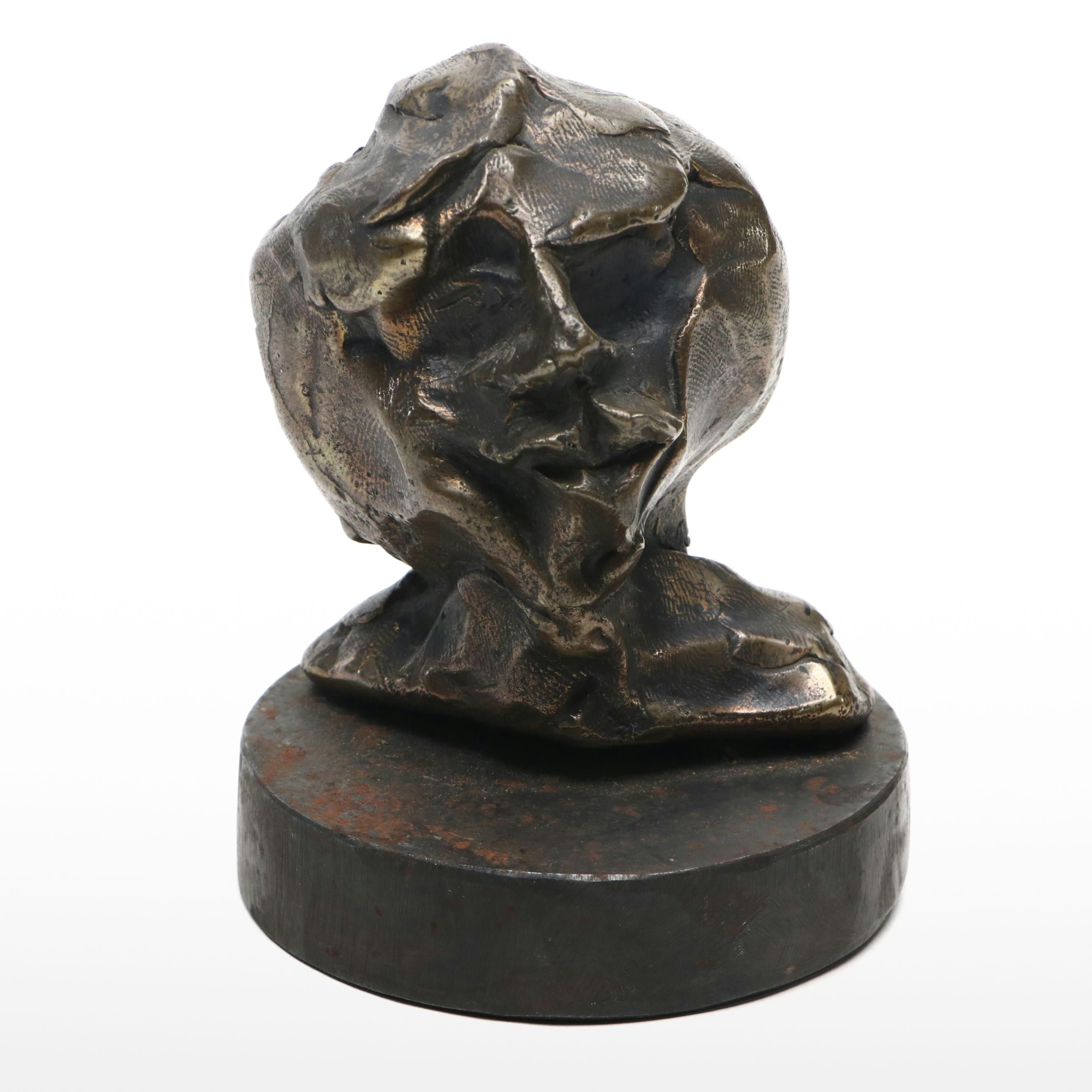 Attributed to Arthur Spellings Cast Bronze Abstracted Bust "Honore de Balzac"