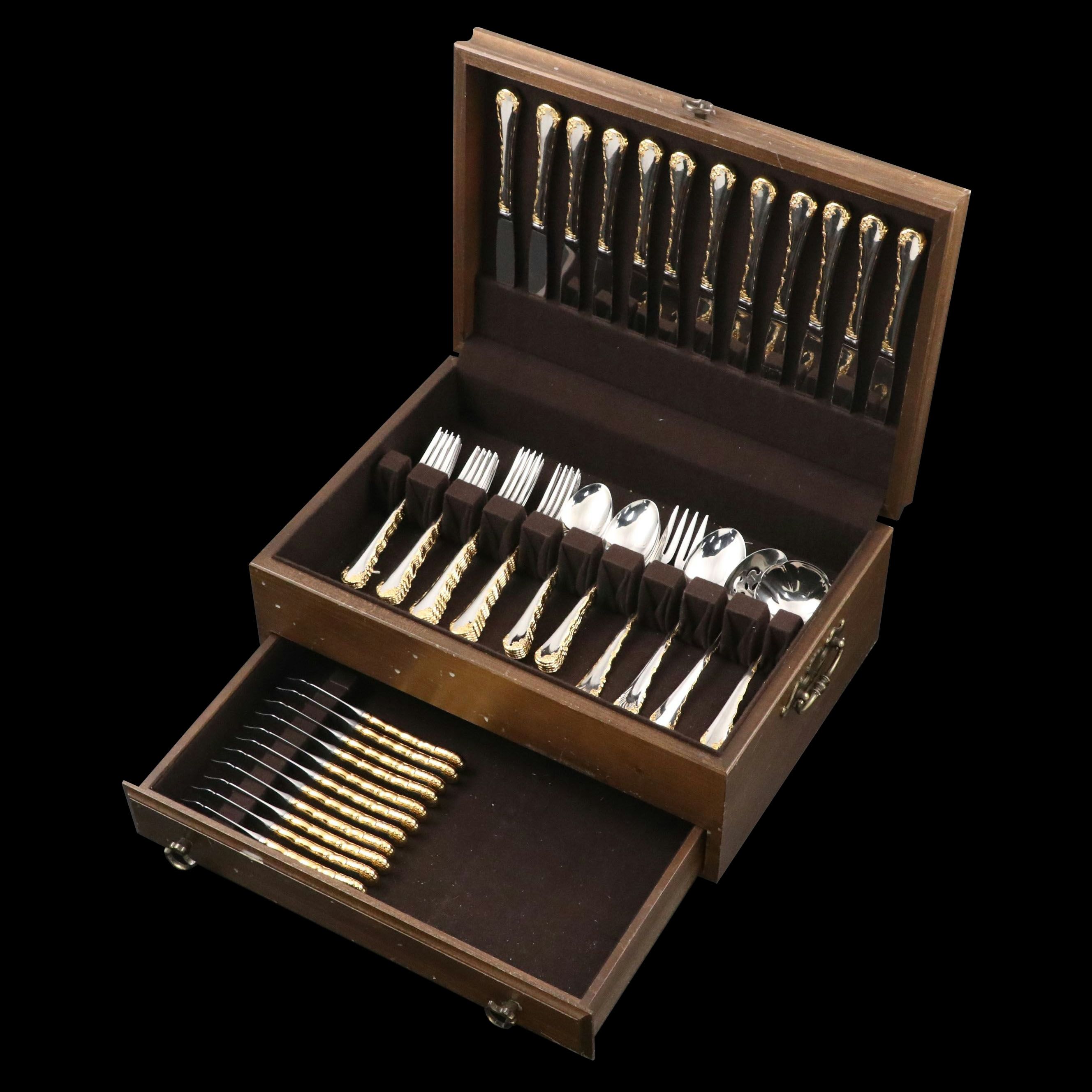 Oneida Community "Golden Belle Rose" Stainless Steel Flatware