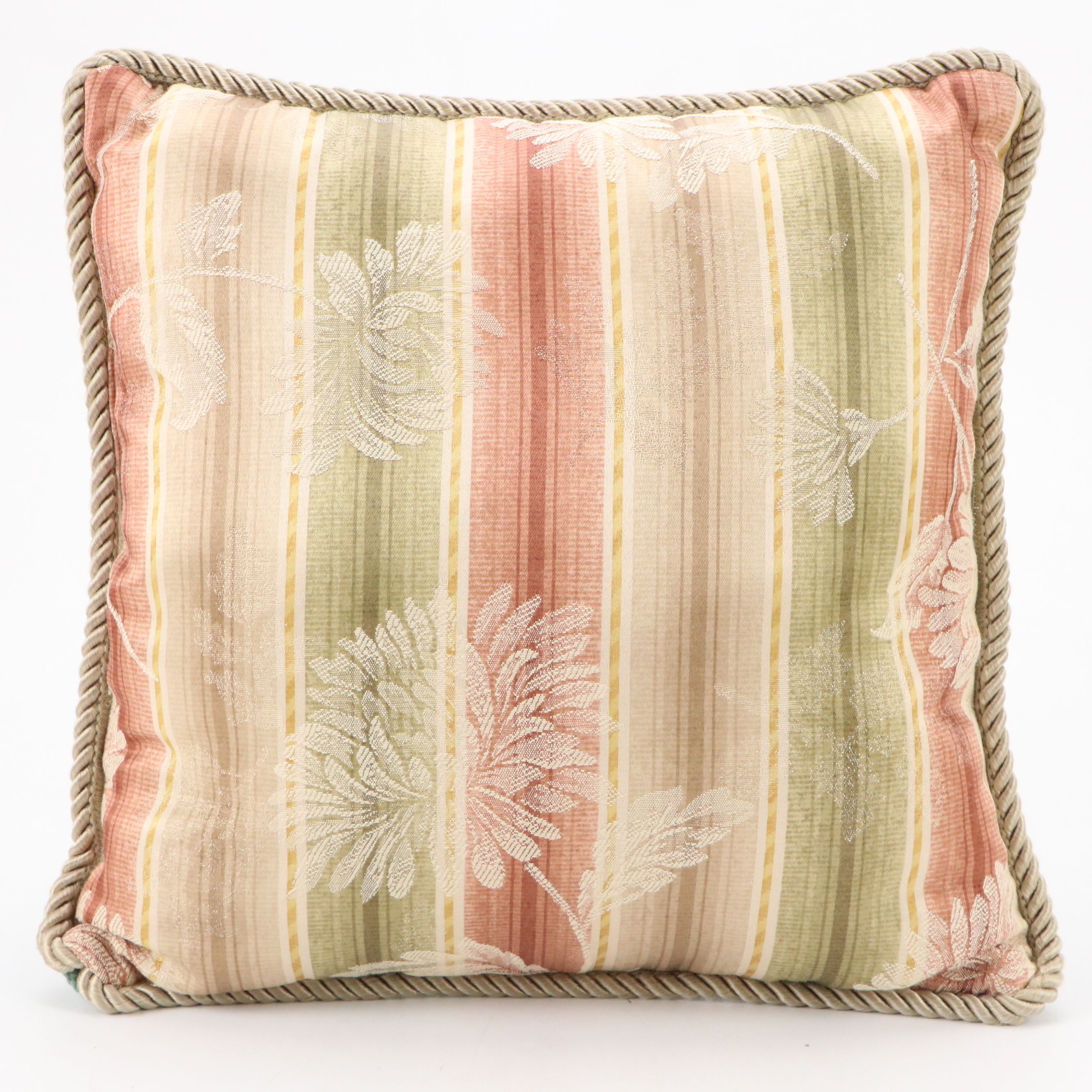 Needlepoint Floral Throw Pillows and Cat Textile Panel, 20th Century