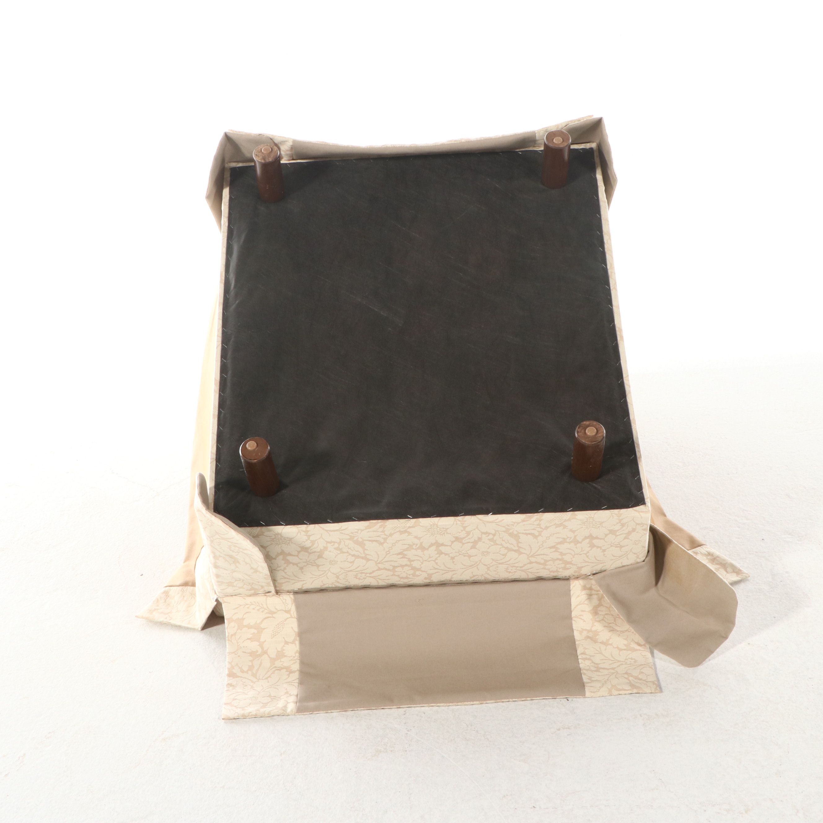 Ivory Damask Upholstered Slipper Chair