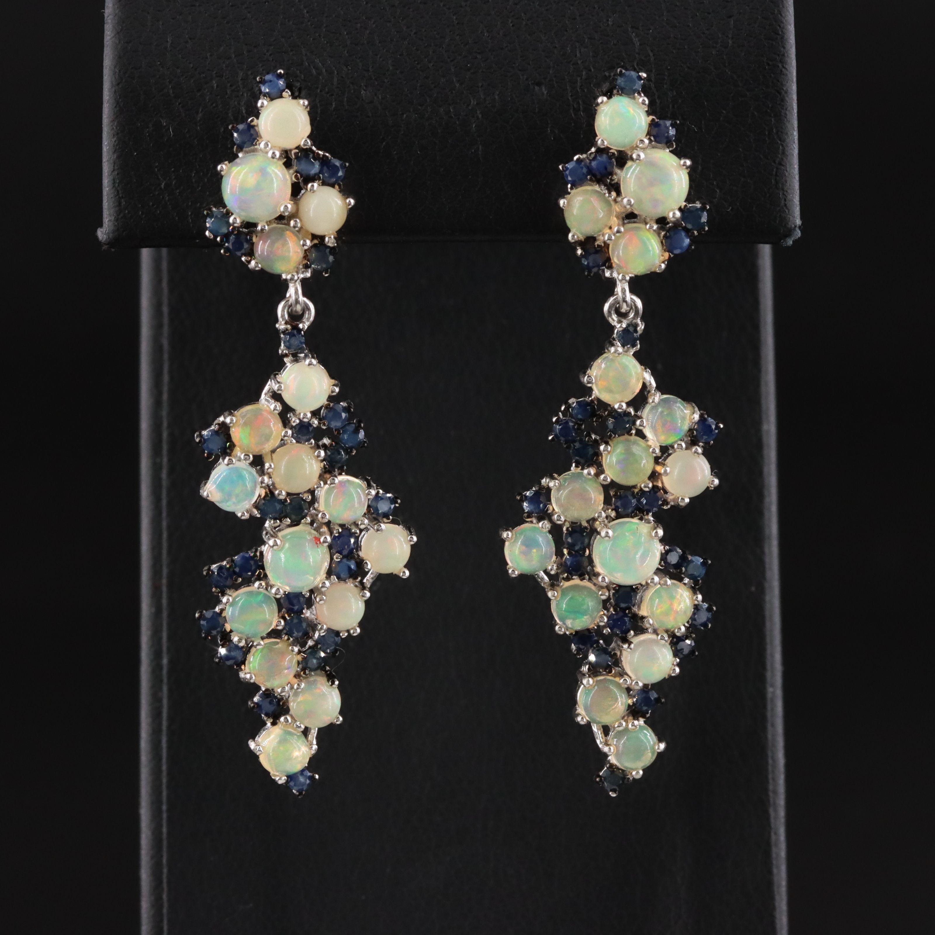 Sterling Opal and Sapphire Earrings