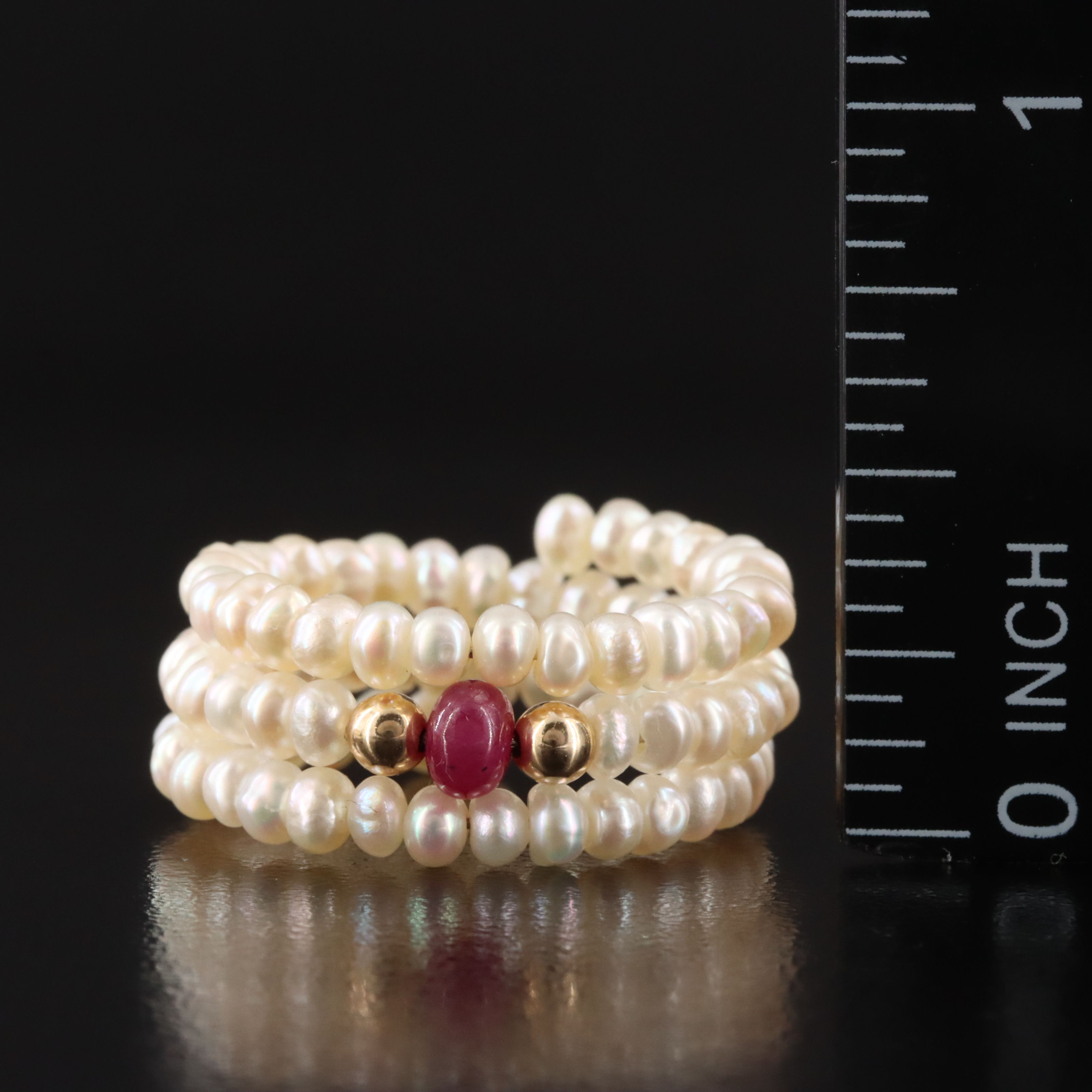 Pearl Wrap Rings with 14K Emerald and Ruby Accents