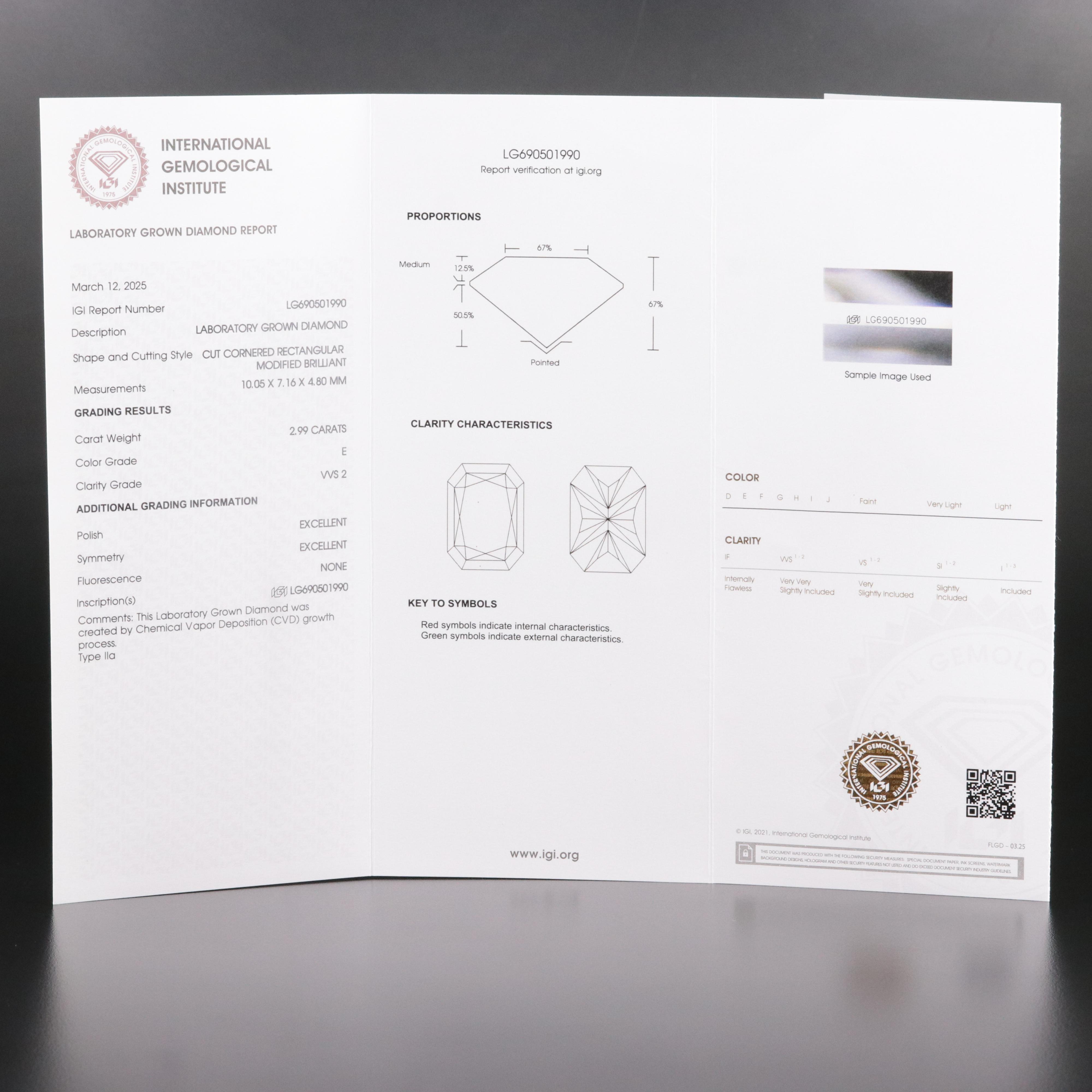 18K 3.22 CTW Lab Grown Diamond Ring with IGI Report