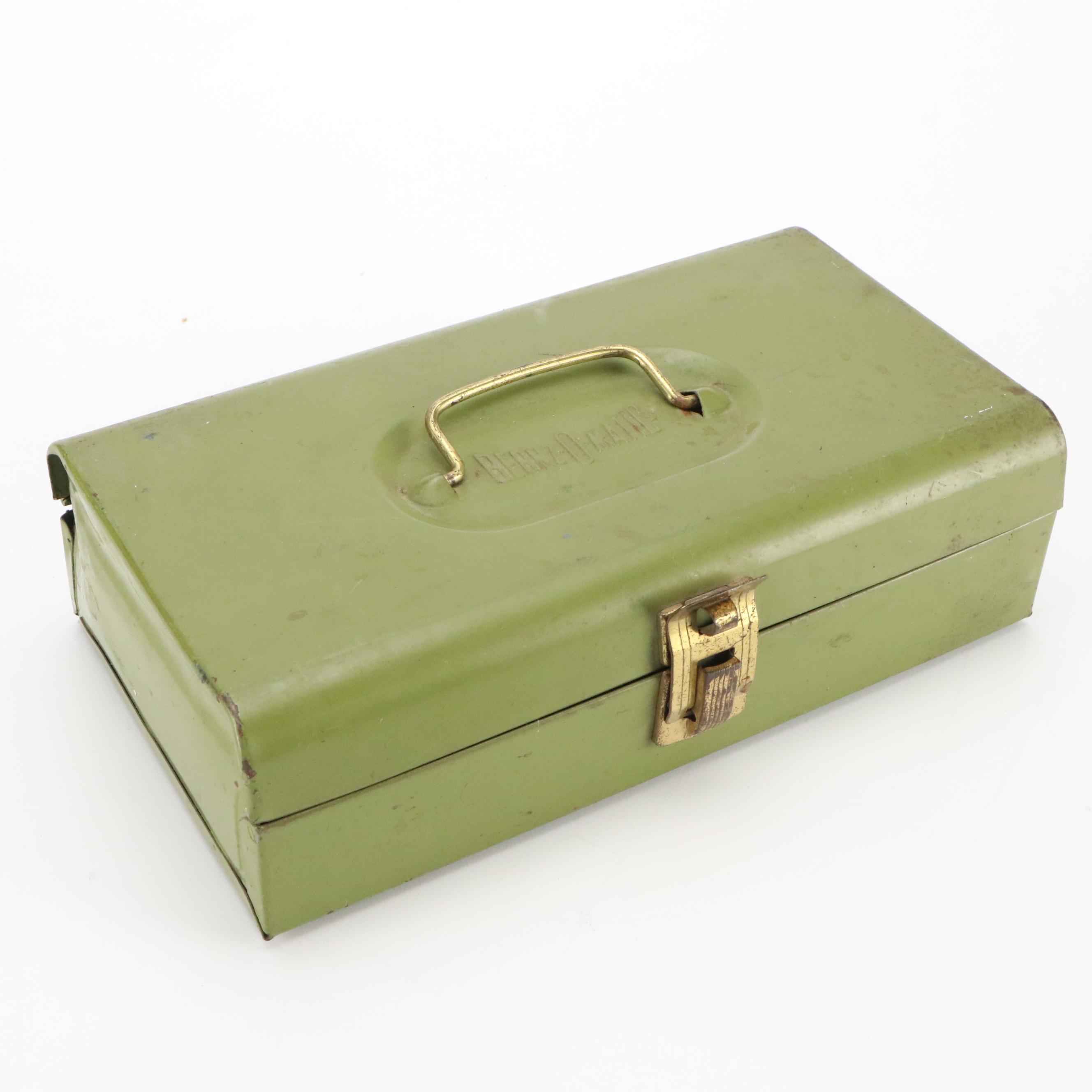 Goodfrend Metal Filing Box with Key and Vintage Bernz-O-Matic Toolbox