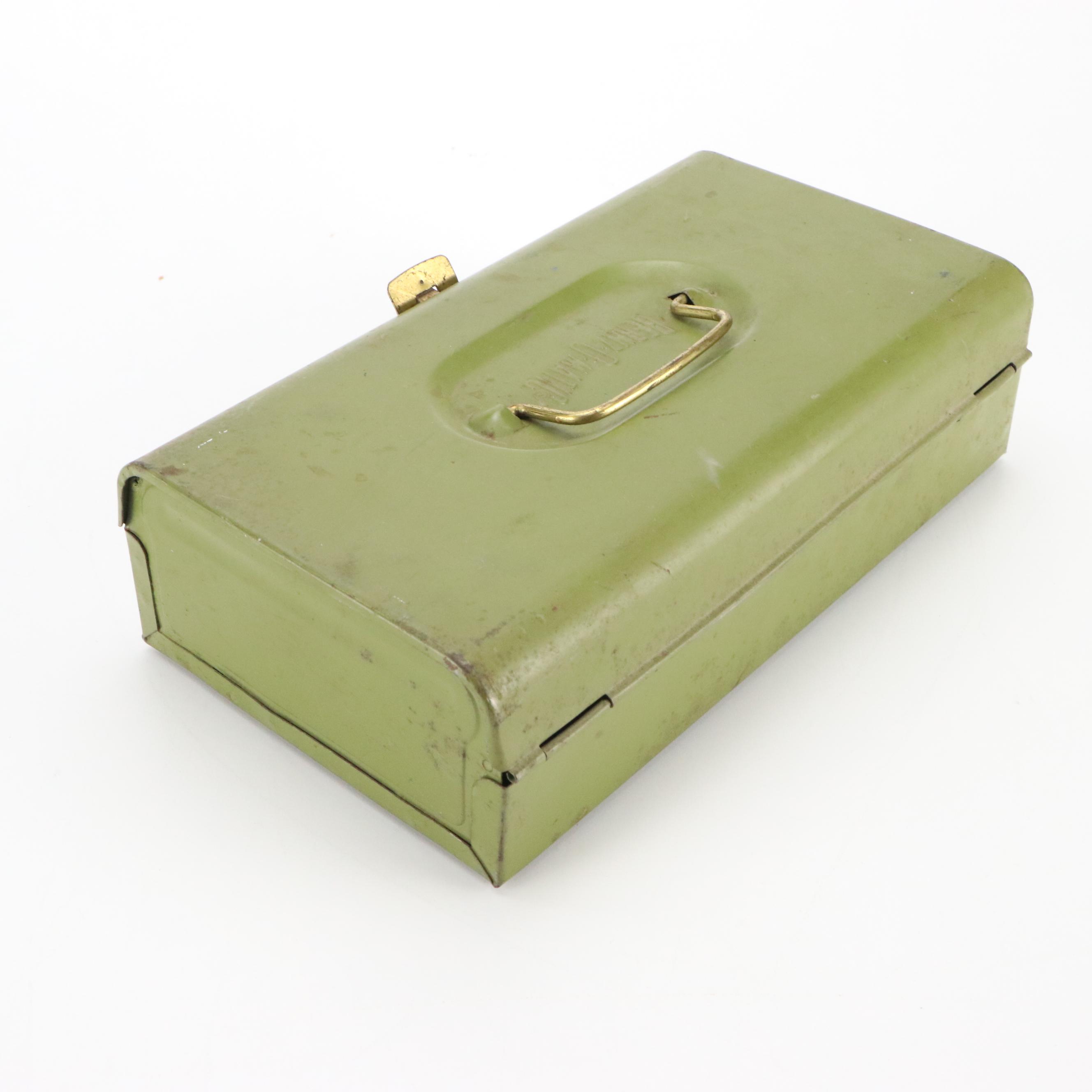 Goodfrend Metal Filing Box with Key and Vintage Bernz-O-Matic Toolbox