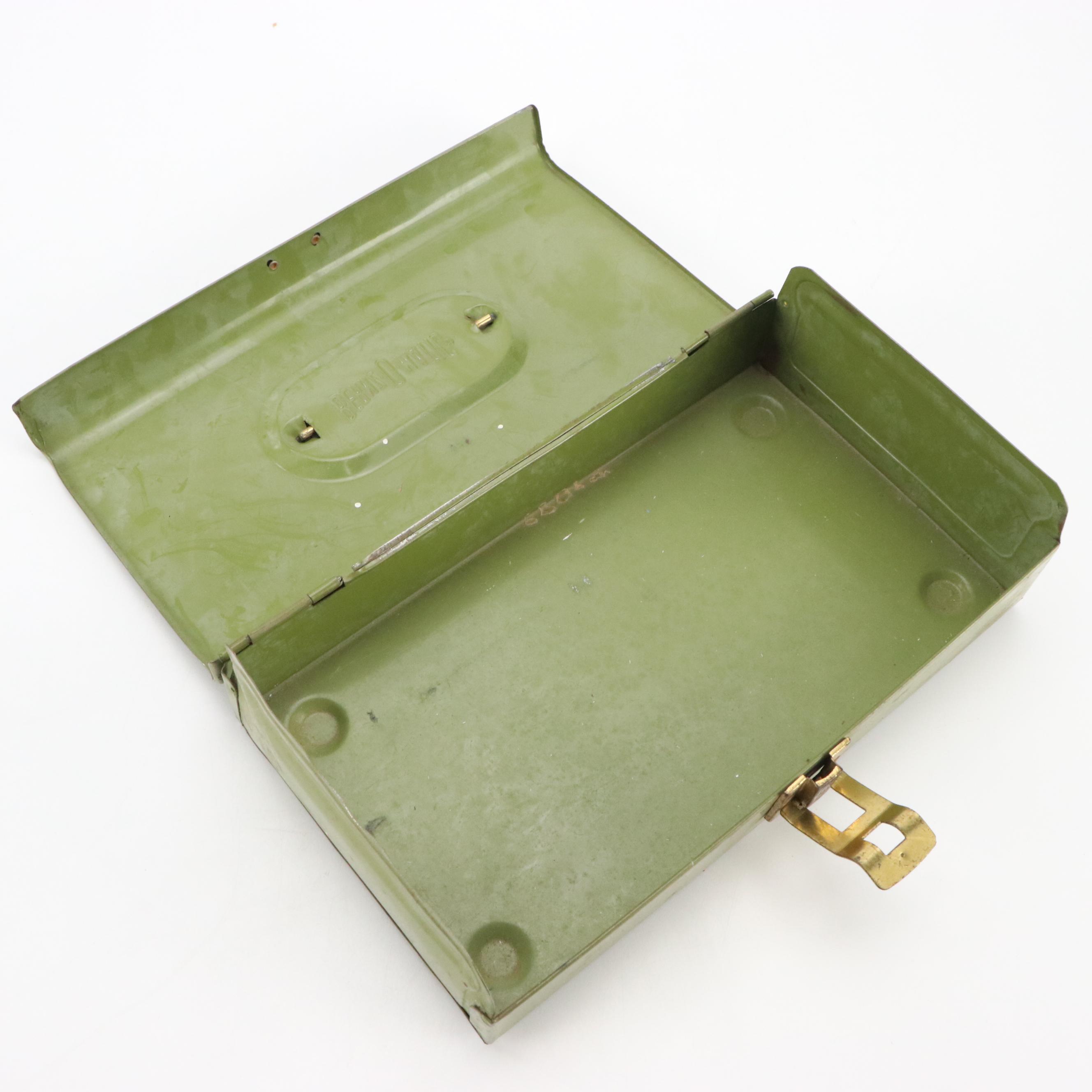 Goodfrend Metal Filing Box with Key and Vintage Bernz-O-Matic Toolbox