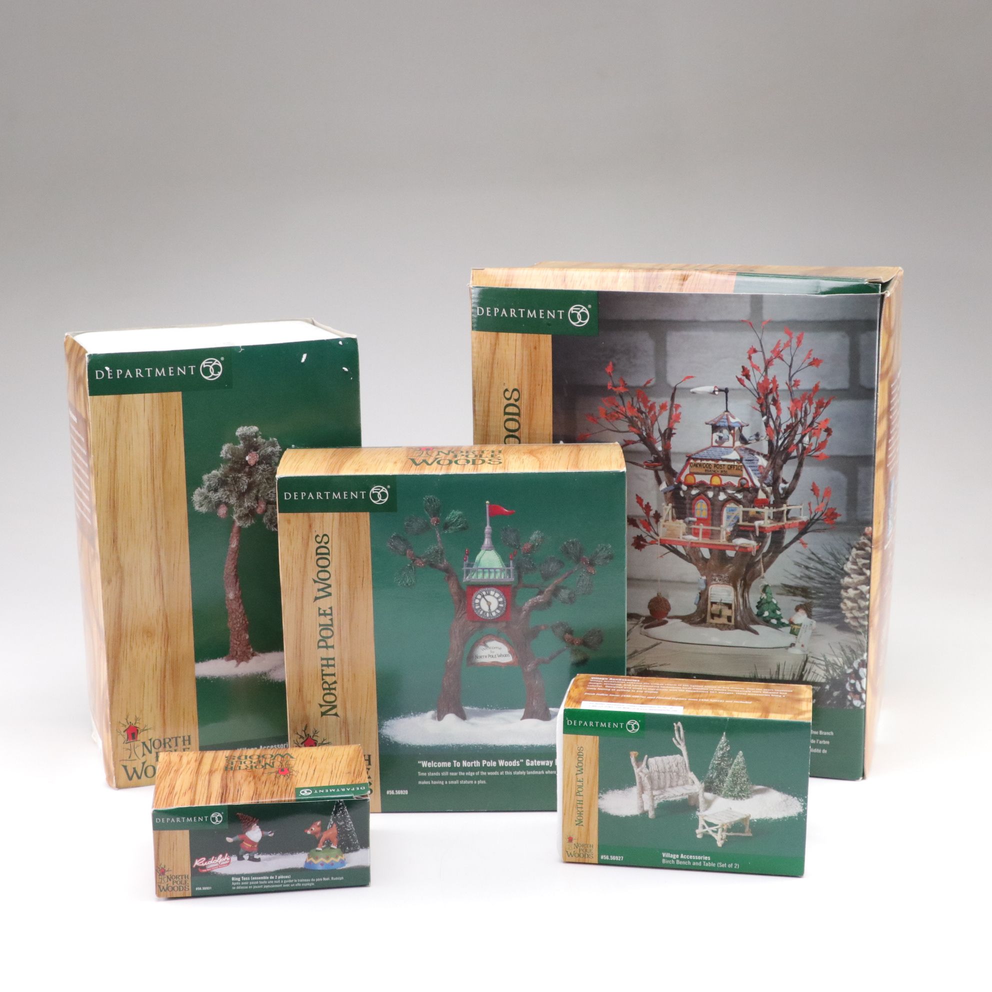 Department 56 "Oakwood Post Office Branch" and More North Pole Woods Village