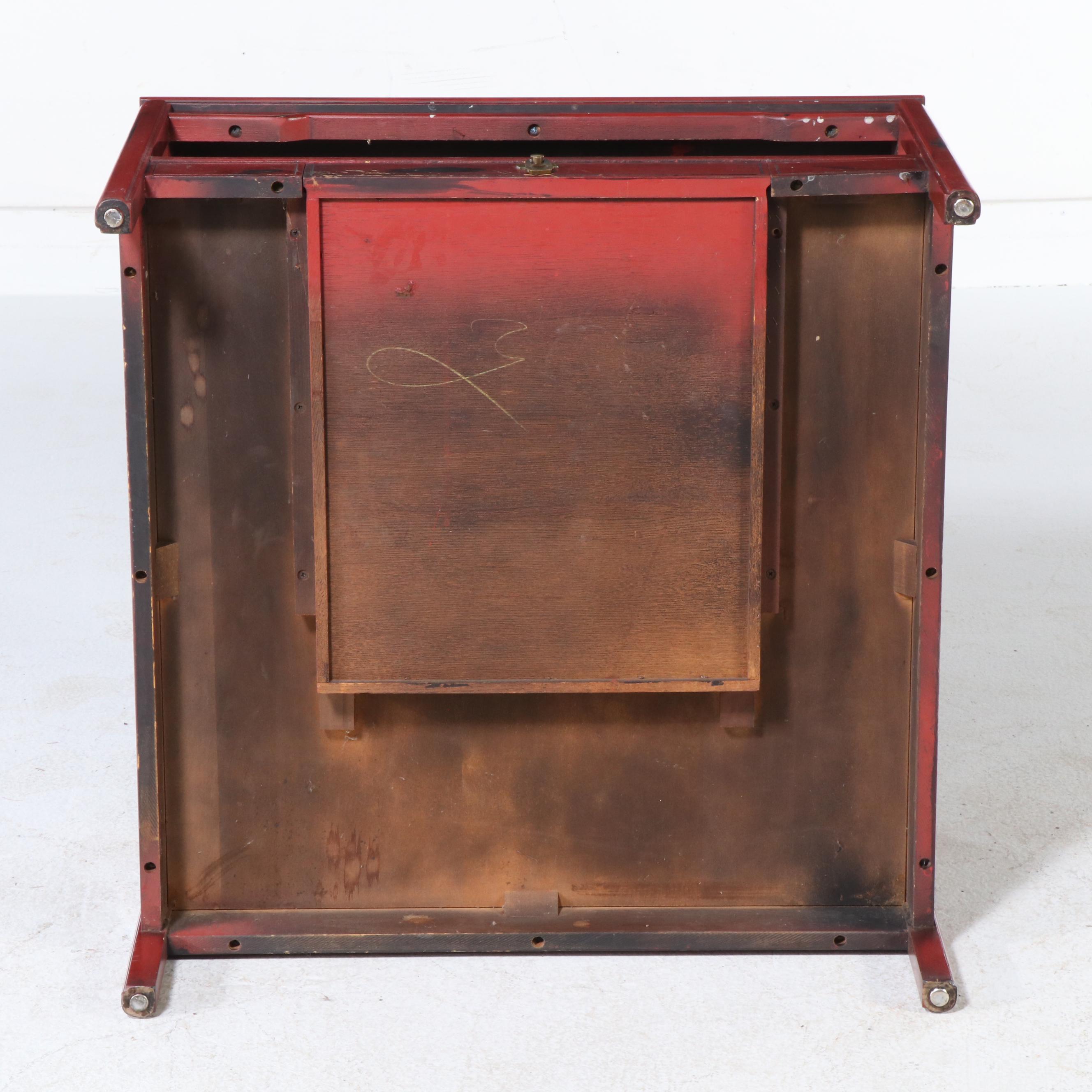 Anglo-Chinese Style Red and Black Lacquered Single Drawer Coffee Table