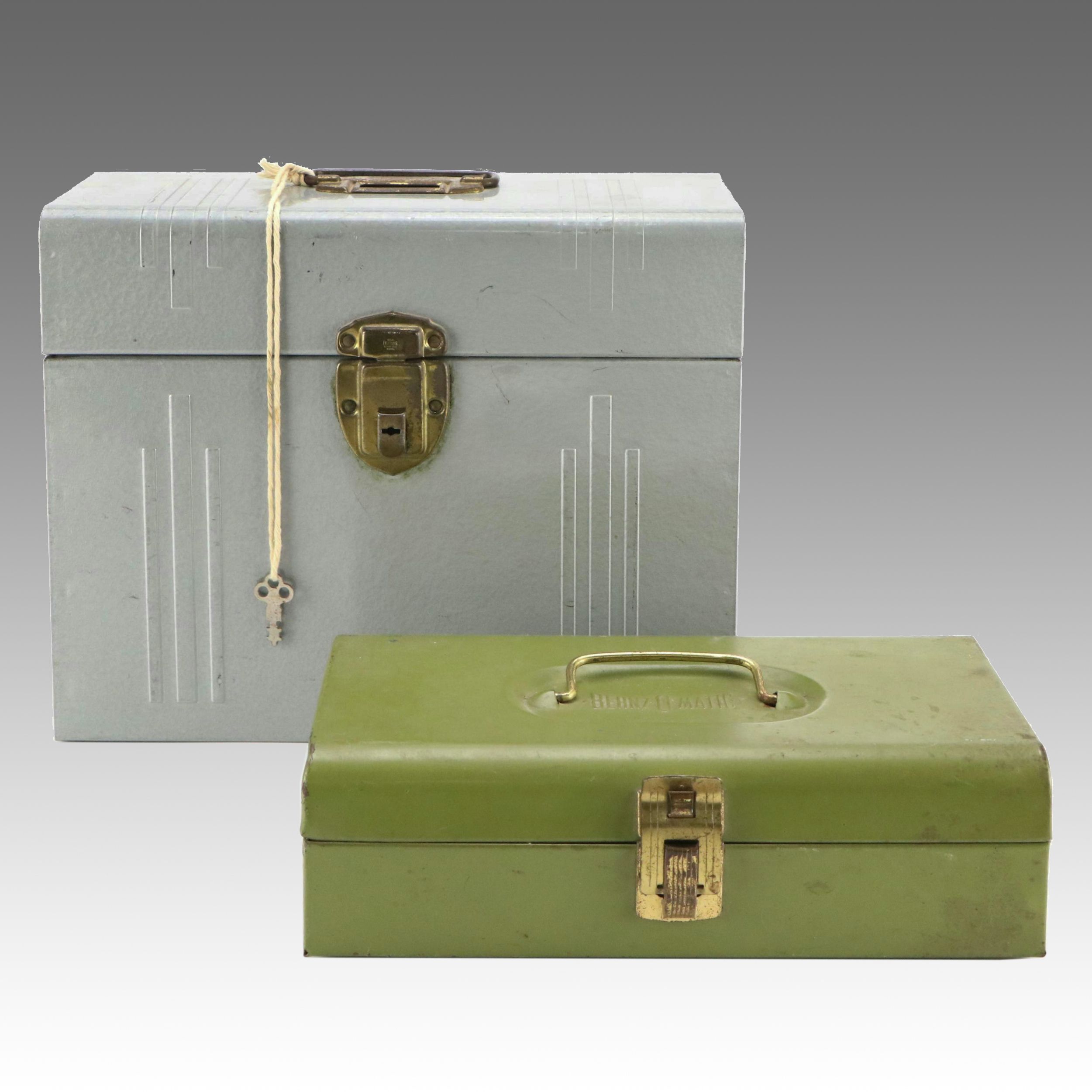 Goodfrend Metal Filing Box with Key and Vintage Bernz-O-Matic Toolbox