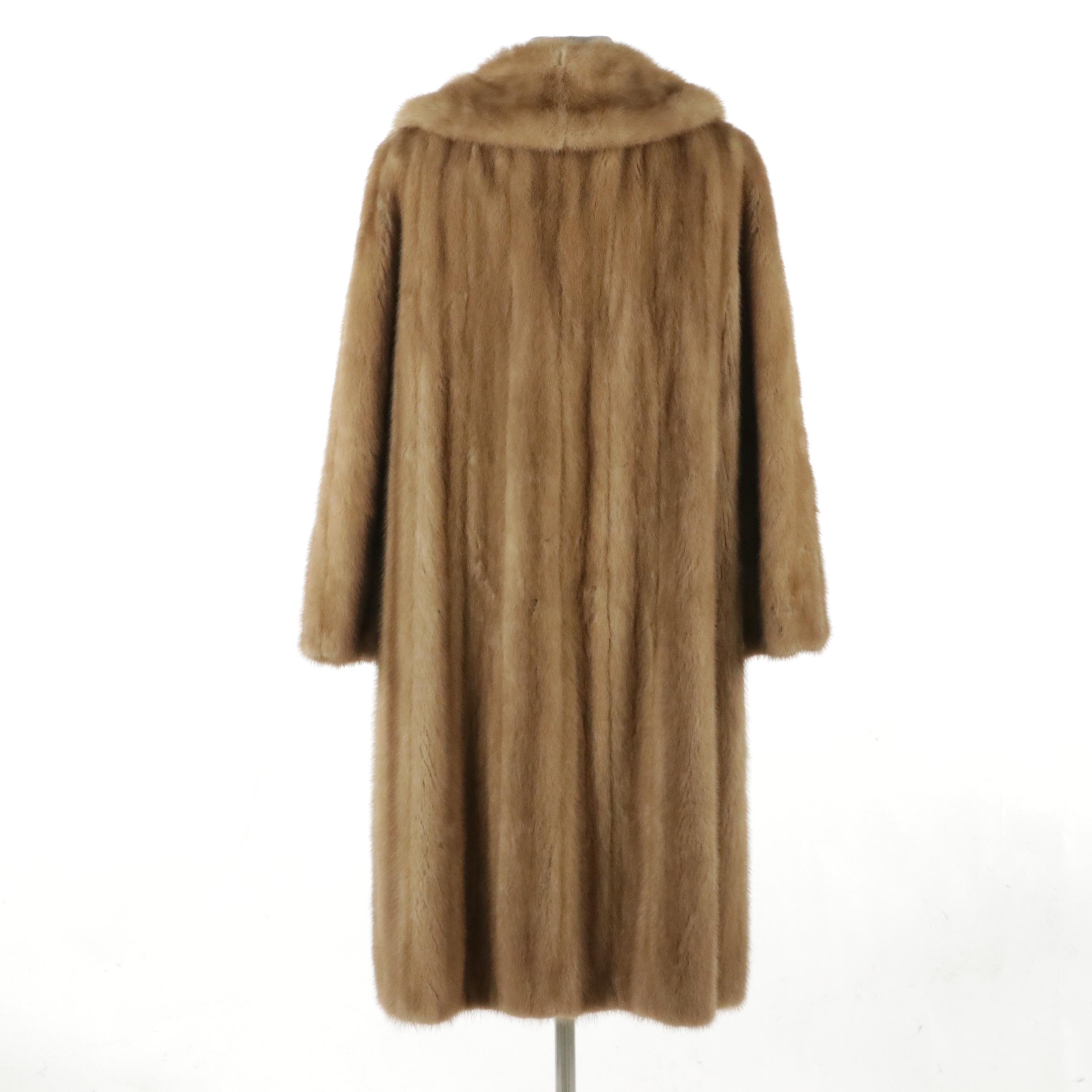 Blond Mink Fur Mid-Length Jacket with Leather Belt From Pogue's