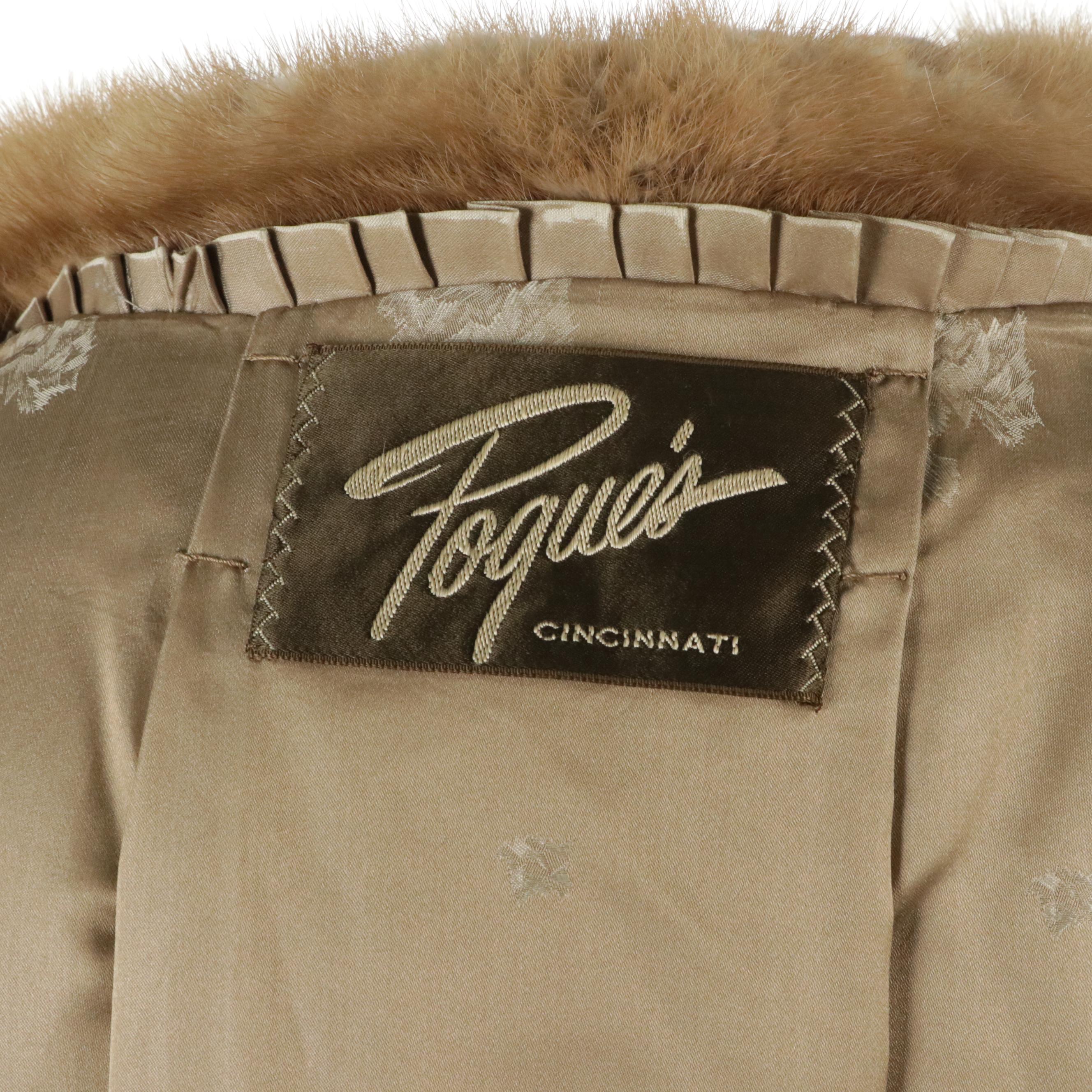 Blond Mink Fur Mid-Length Jacket with Leather Belt From Pogue's