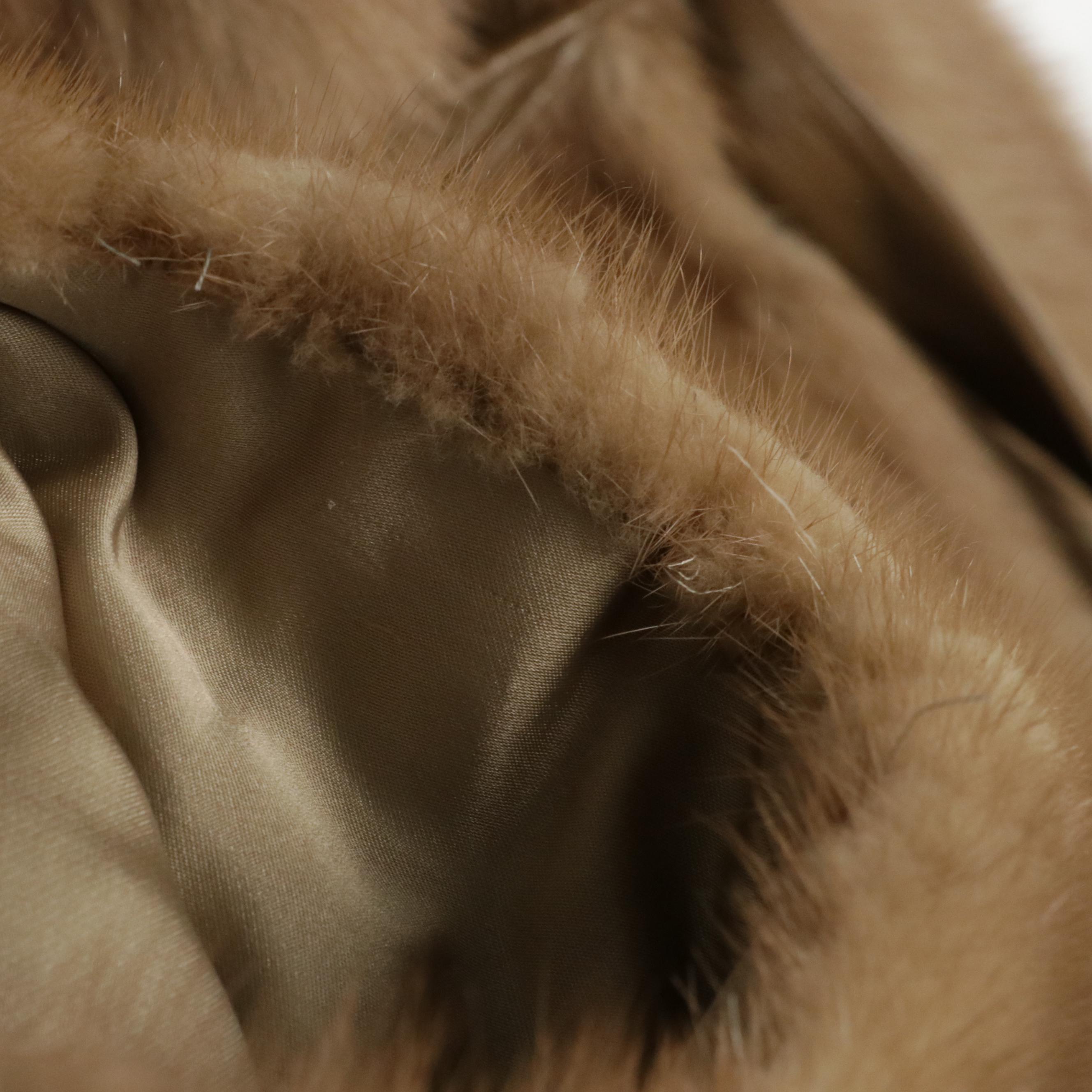 Blond Mink Fur Mid-Length Jacket with Leather Belt From Pogue's