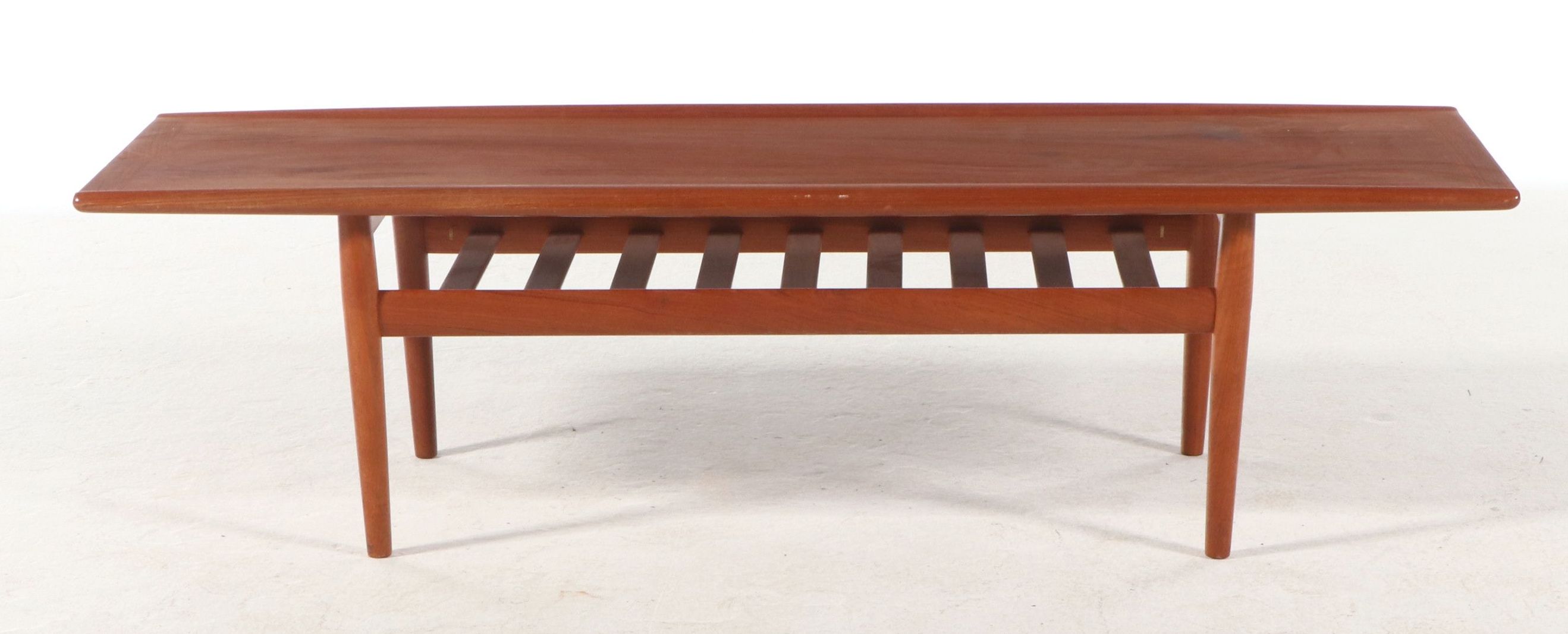 Grete Jalk for Glostrup Danish Modern Teak Surfboard Coffee Table, Late 20th C.