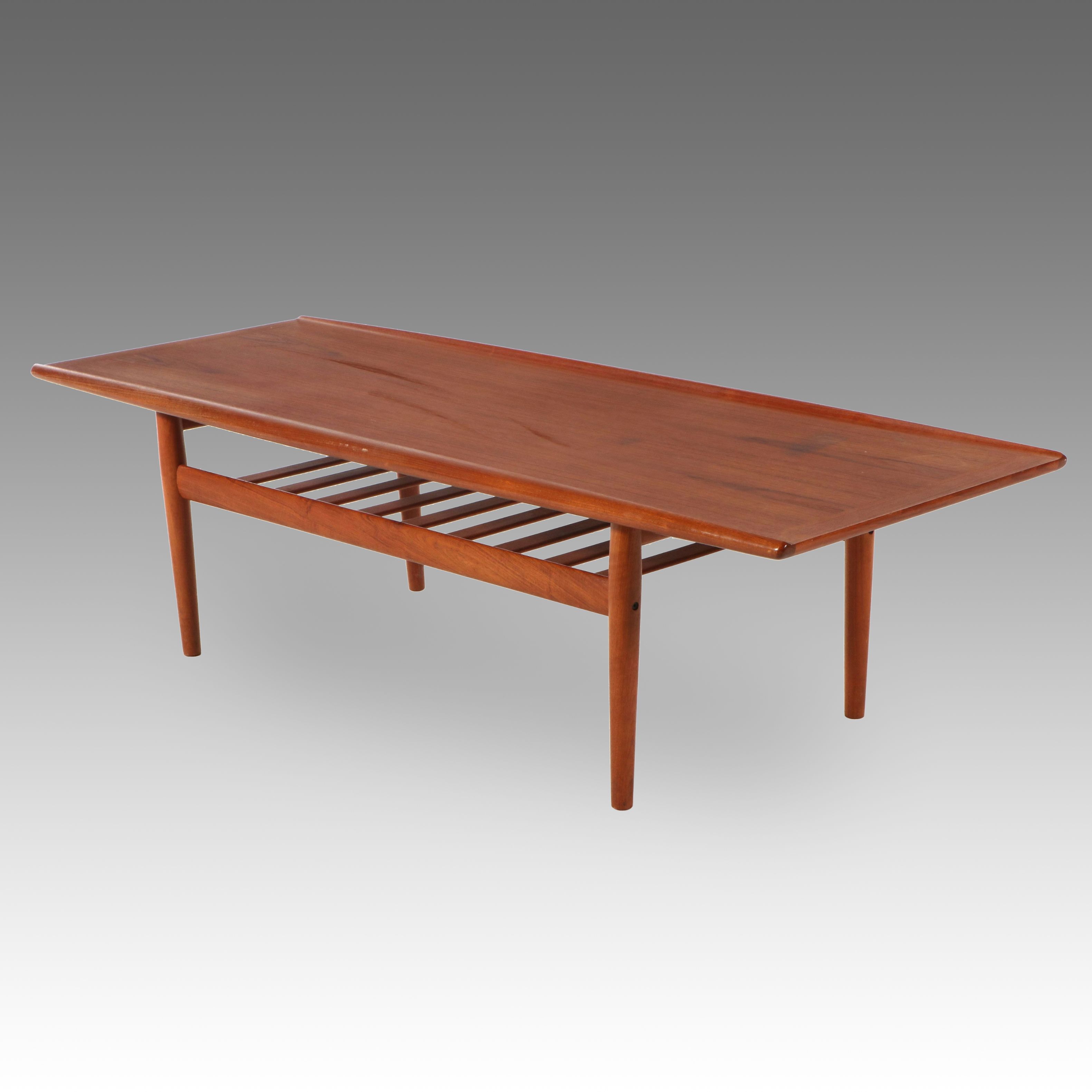 Grete Jalk for Glostrup Danish Modern Teak Surfboard Coffee Table, Late 20th C.