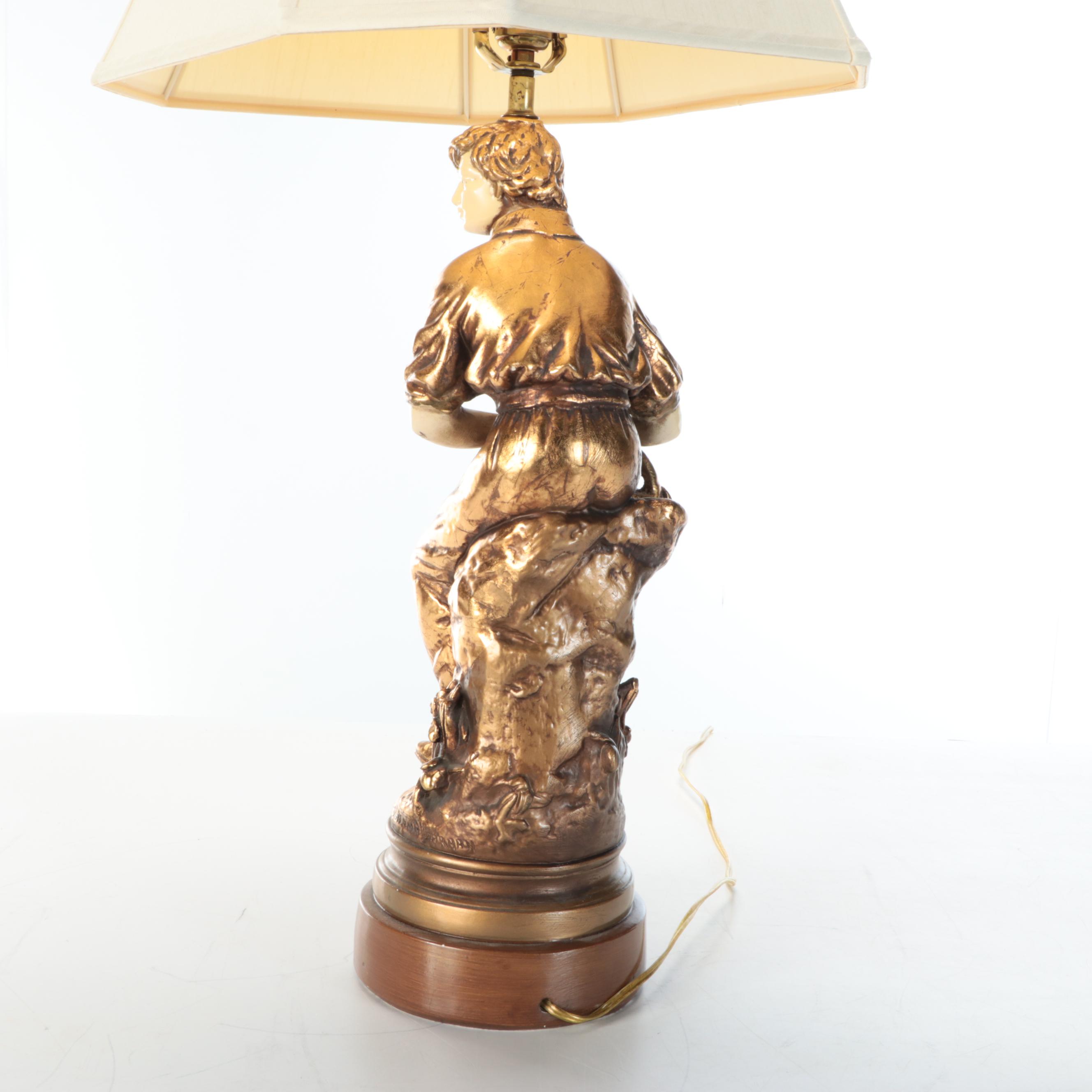 Neoclassical Style Lamp, Figure of Boy After Hippolyte-François Moreau