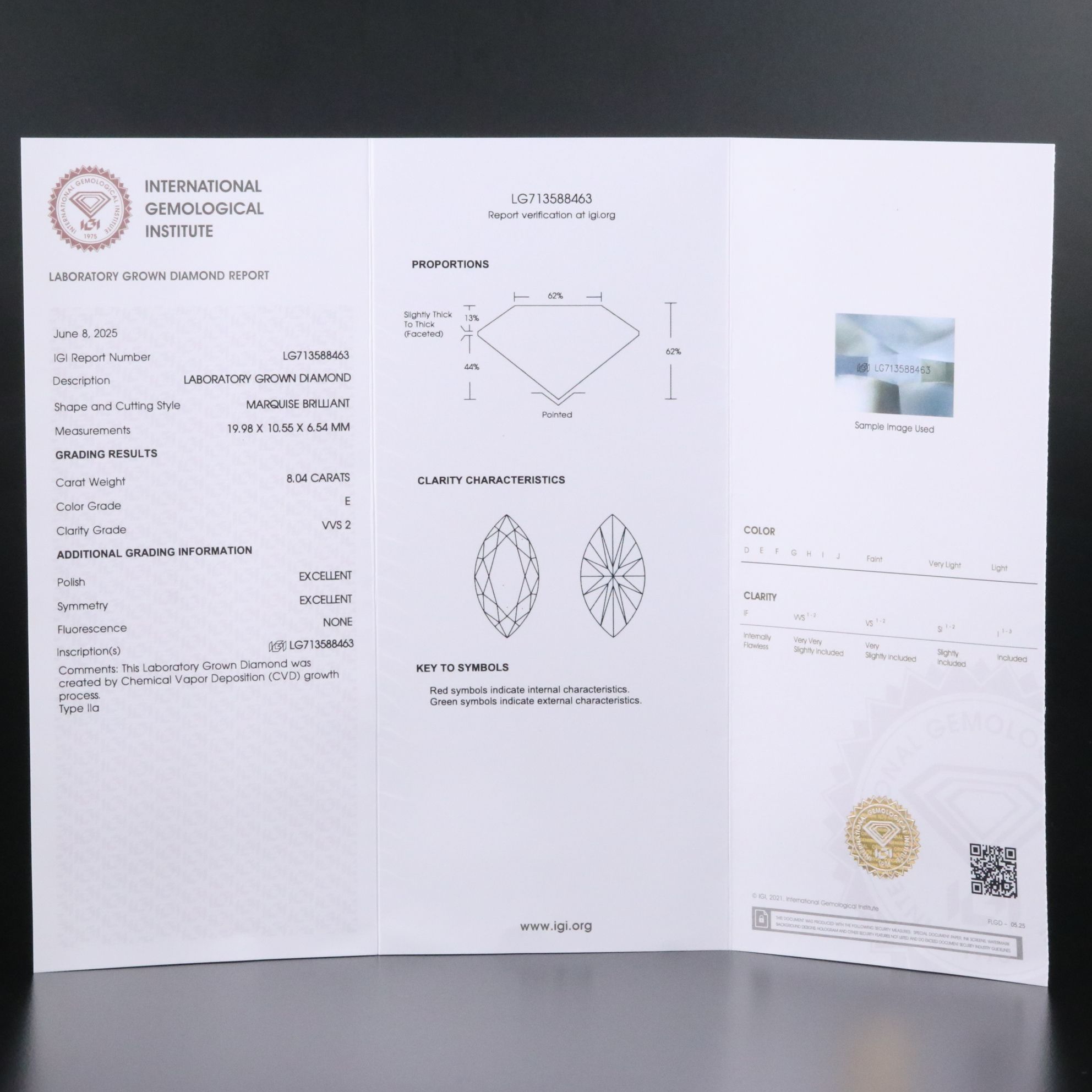 18K 8.04 CT Lab Grown Diamond Solitaire Ring with IGI Report