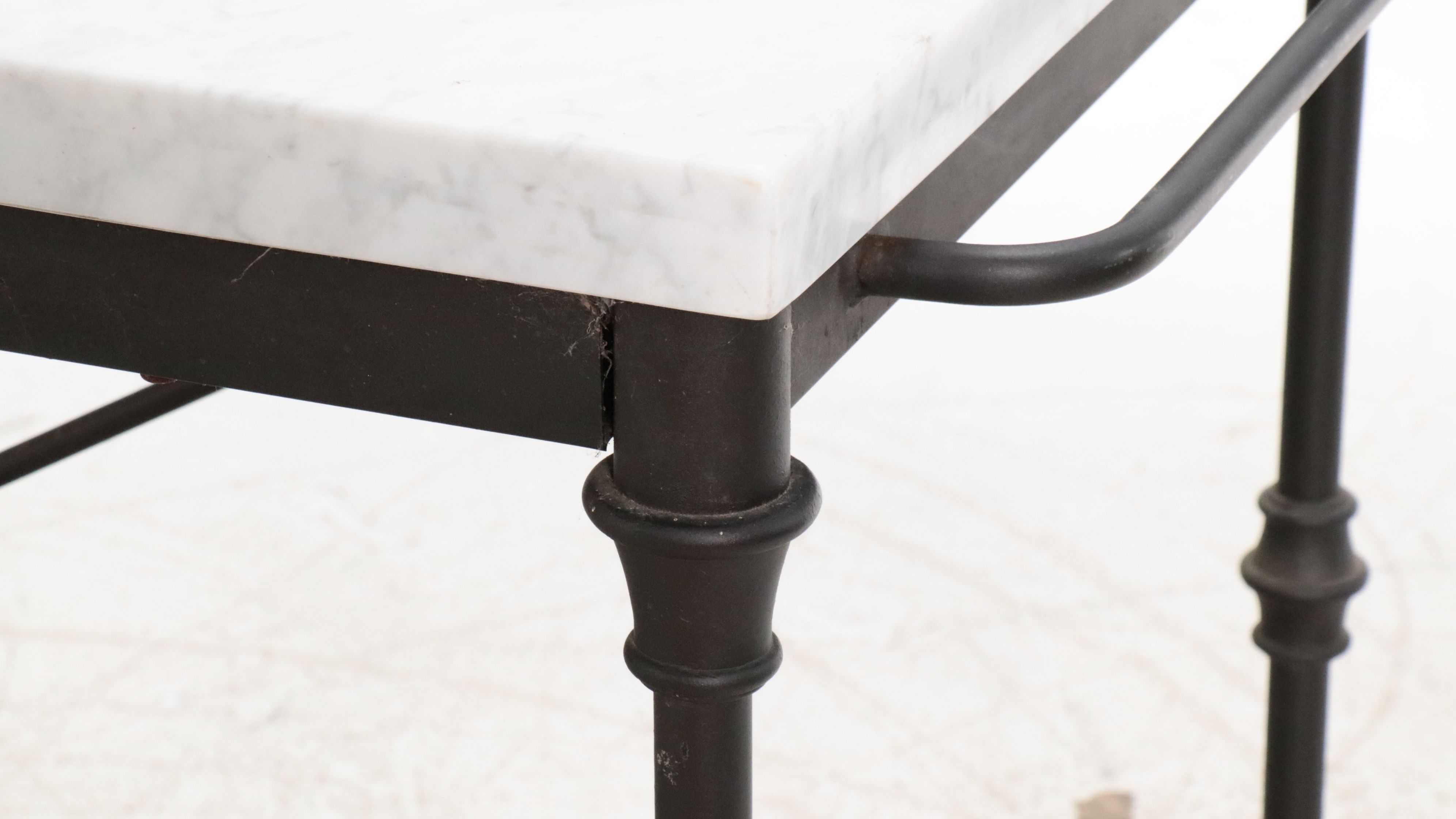 French Style Cast Metal Stone Top Kitchen Island