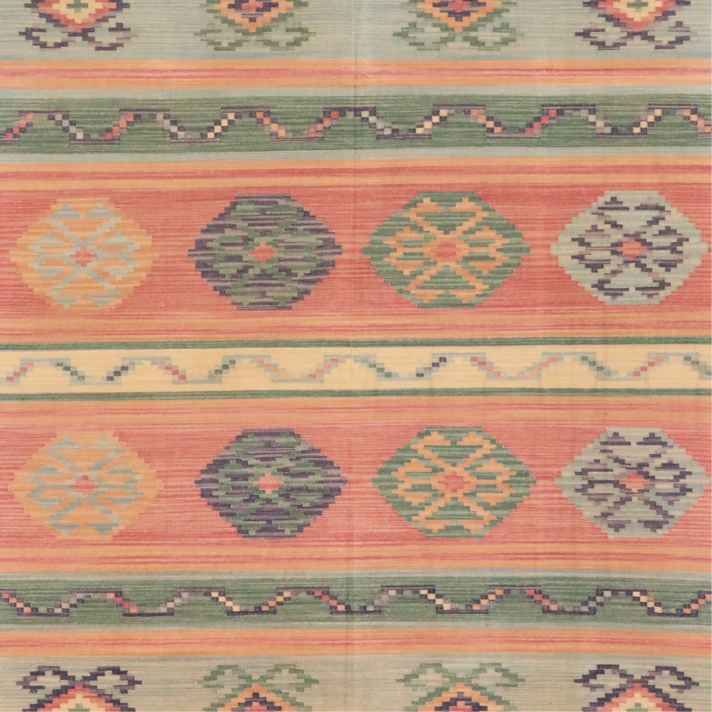 5'11 x 9'1 Handwoven Indian Dhurrie Area Rug