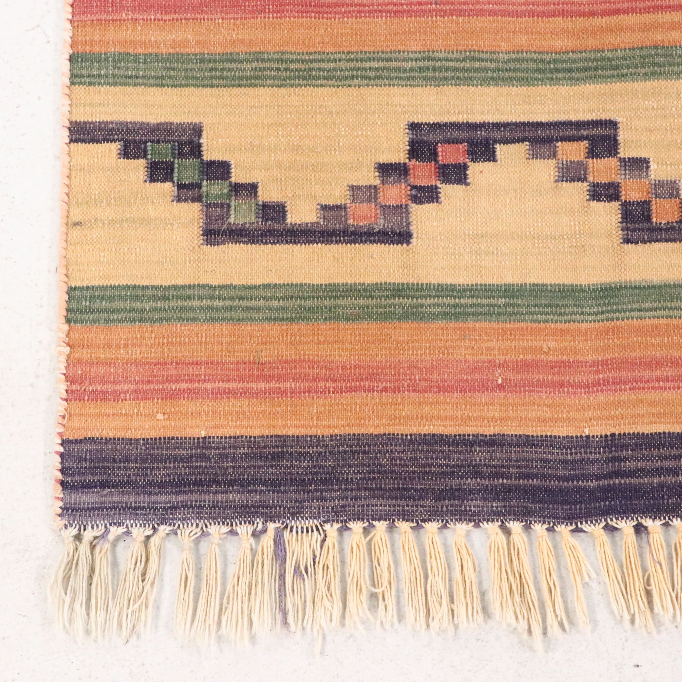 5'11 x 9'1 Handwoven Indian Dhurrie Area Rug
