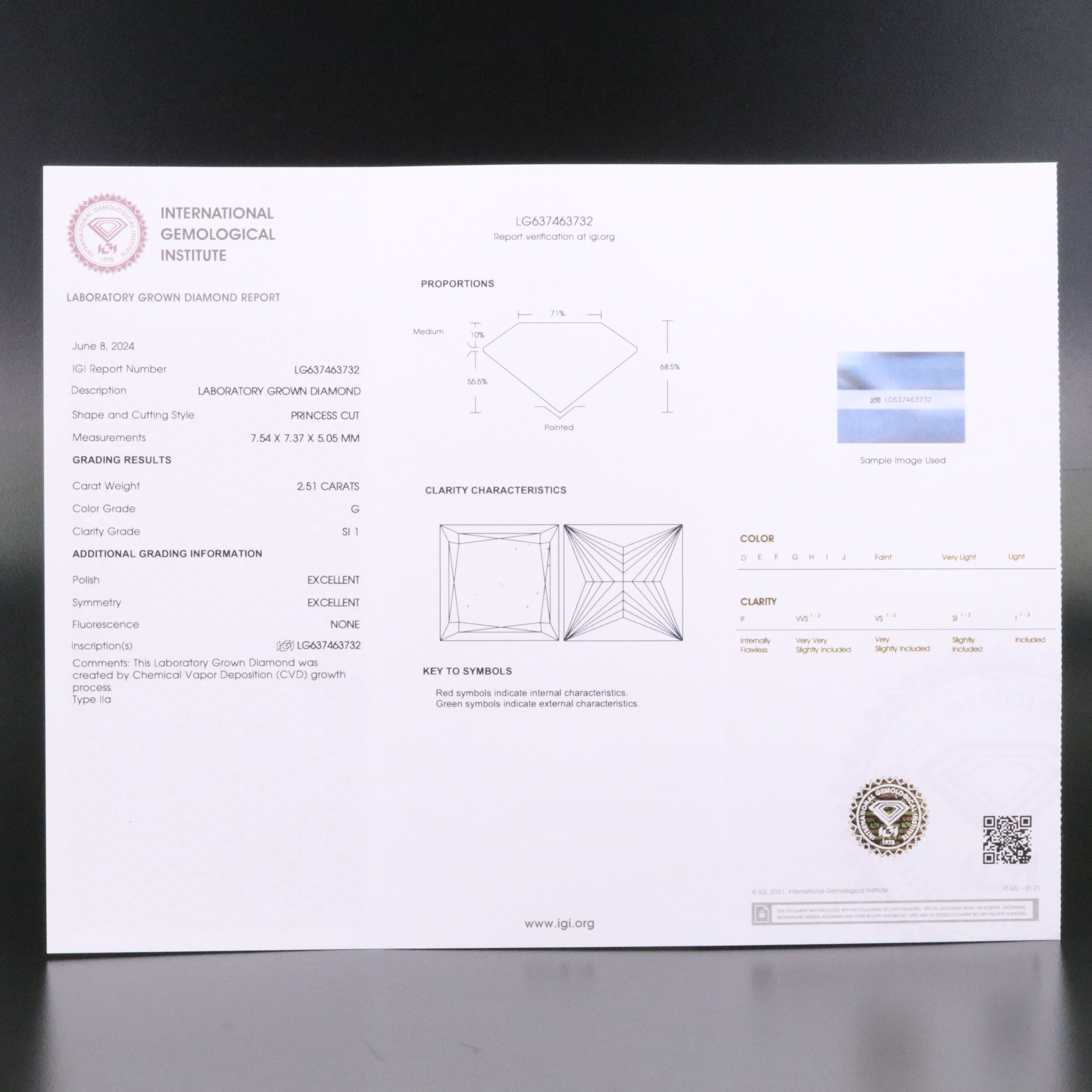 Loose 2.51 CT Lab Grown Diamond with IGI Report