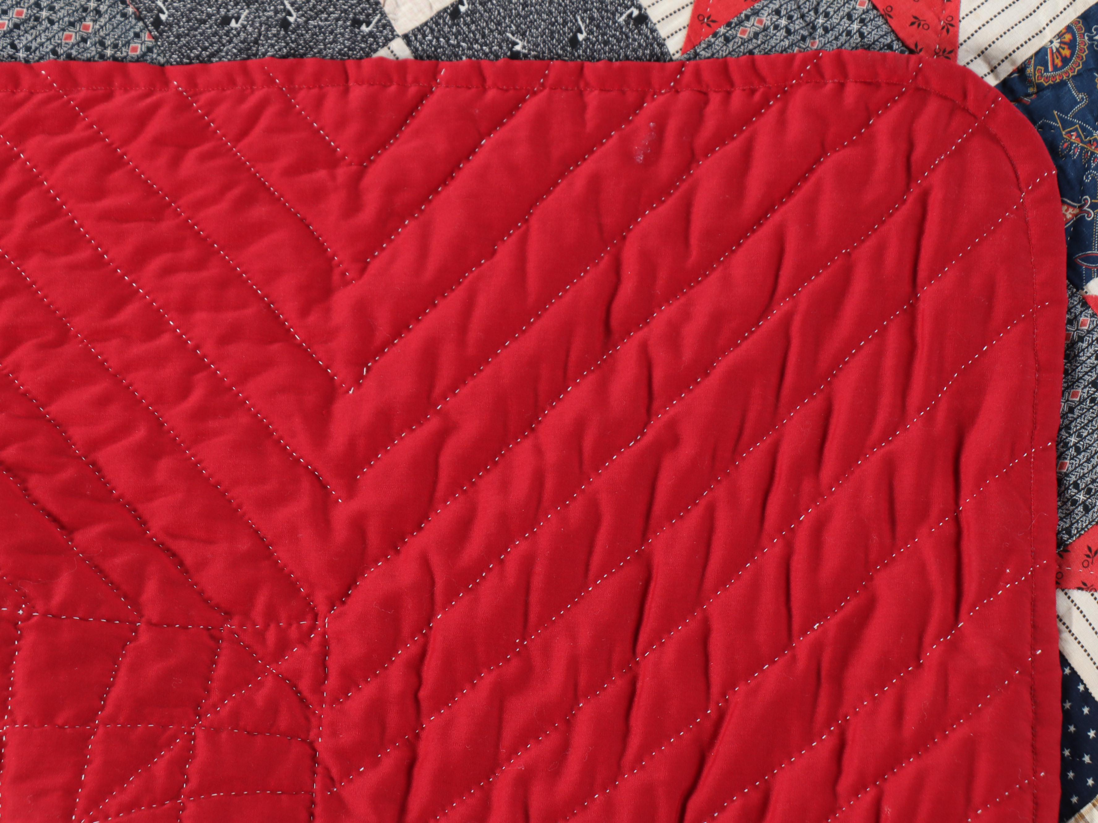 "Hourglass and Nine-Patch" Handcrafted Quilt